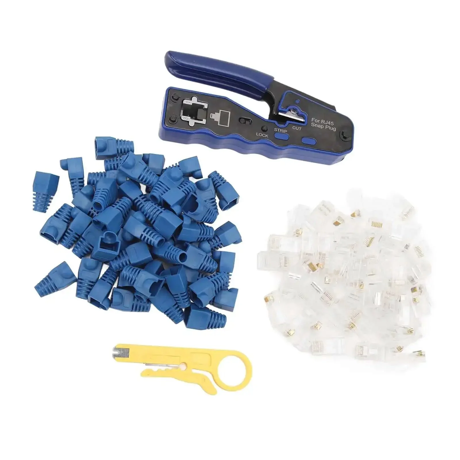 All In One Ethernet Crimping Tool With Pass Through Connectors For Cat5 Through Cat6A, Cutter, Stripper And Crimper In One Handy Device For Quick Home Or Pro Network Installations, Heavy Duty Hardened Blades For Precise Crimps - Image 3