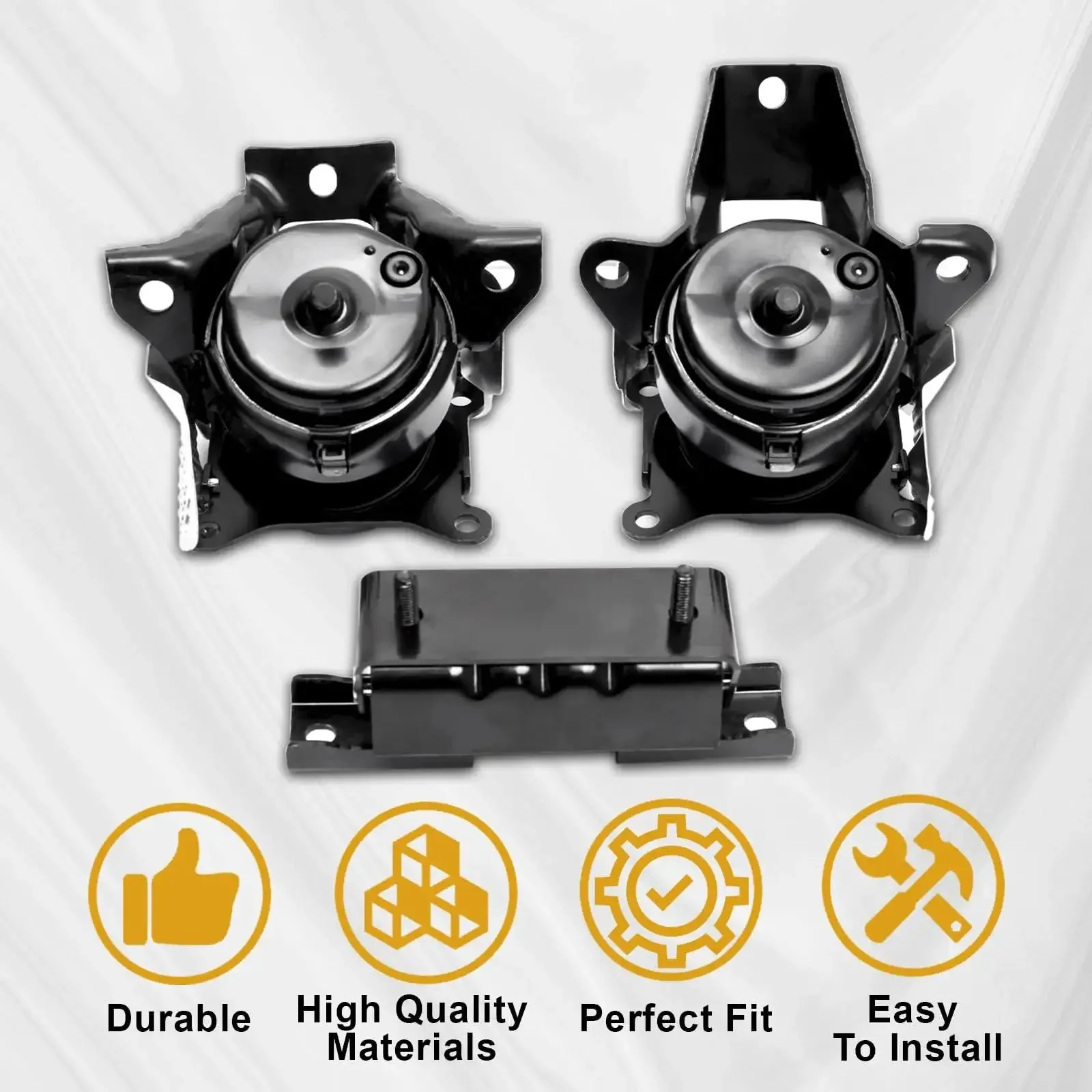 All In One Front Left And Right Engine Motor Mount And Transmission Mount Kit Three Piece Set For 2014 To 2018 Silverado Sierra 1500 V8 And 2015 To 2020 Escalade Suburban Tahoe Yukon XL 4WD Direct Fit OE Replacement 84175582 84175583 A2638 - Image 3