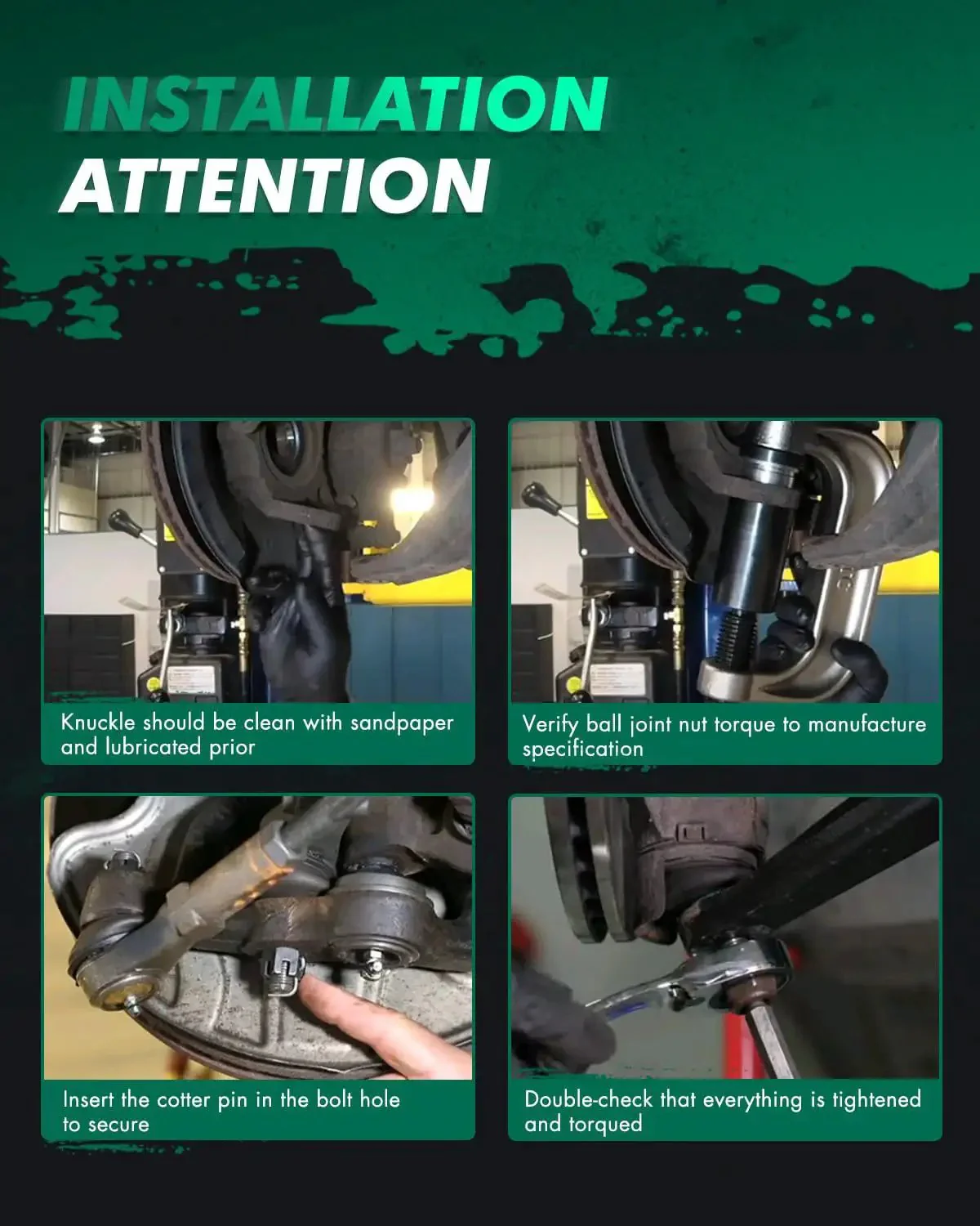 All-In-One Front Suspension Replacement Kit For 2013-2018 Ford Escape Includes Front Lower Control Arm And Ball Joint, Inner And Outer Tie Rod Ends, Sway Bar End Link, Boots, Direct-Fit Components - Image 2