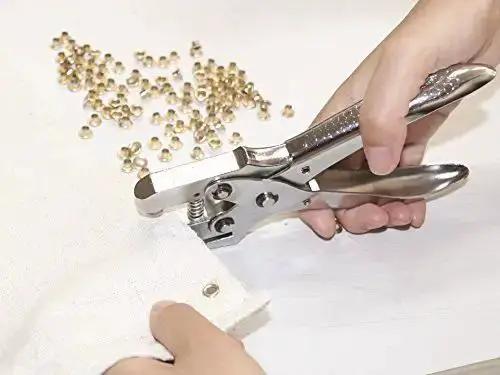All In One Grab And Go Eyelet Grommet Pliers Kit With 1 Hole Punch And 100 Gold Grommets For Leather Canvas Cloth Shoes Vinyl Sheet Metal Carbon Fiber Belts Bags And Crafts - Image 3