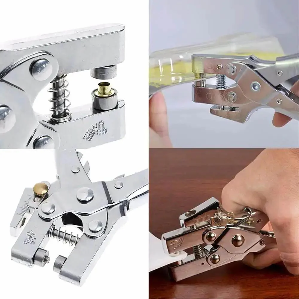 All In One Grab And Go Eyelet Grommet Pliers Kit With 1 Hole Punch And 100 Gold Grommets For Leather Canvas Cloth Shoes Vinyl Sheet Metal Carbon Fiber Belts Bags And Crafts - Image 5