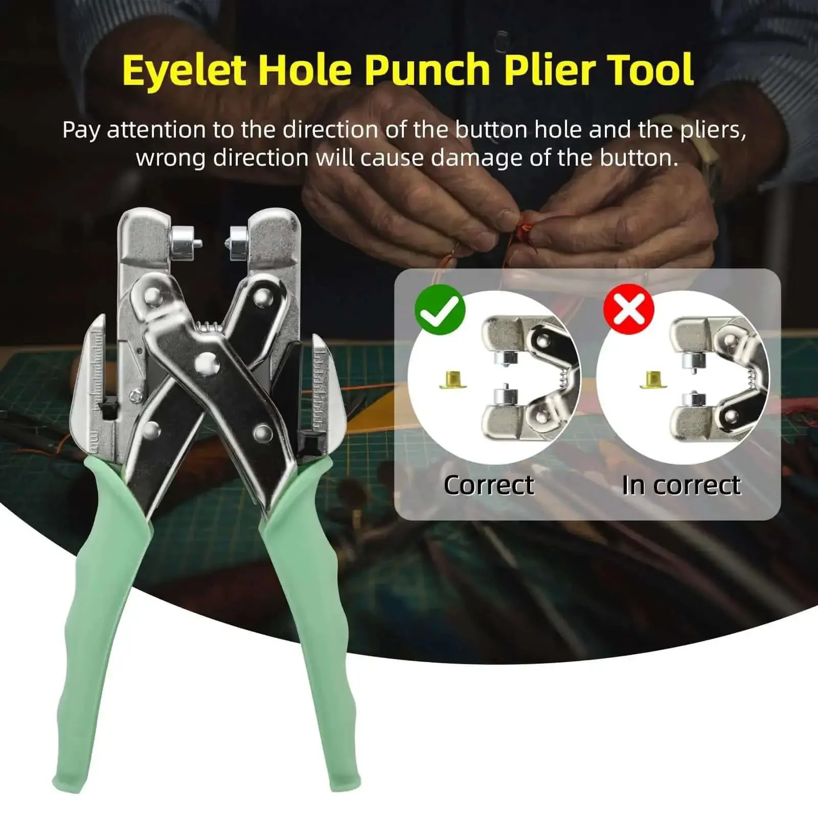 All In One Grommet Tool Kit With Eyelet Punch Plier And Case, 160 Metal Grommets And Eyelets For Leather Bags, Clothes, Belts, Cards And Crafts, Diy Grommet Kit For Quick, Durable Fixes And Pro Style Finishes - Image 3