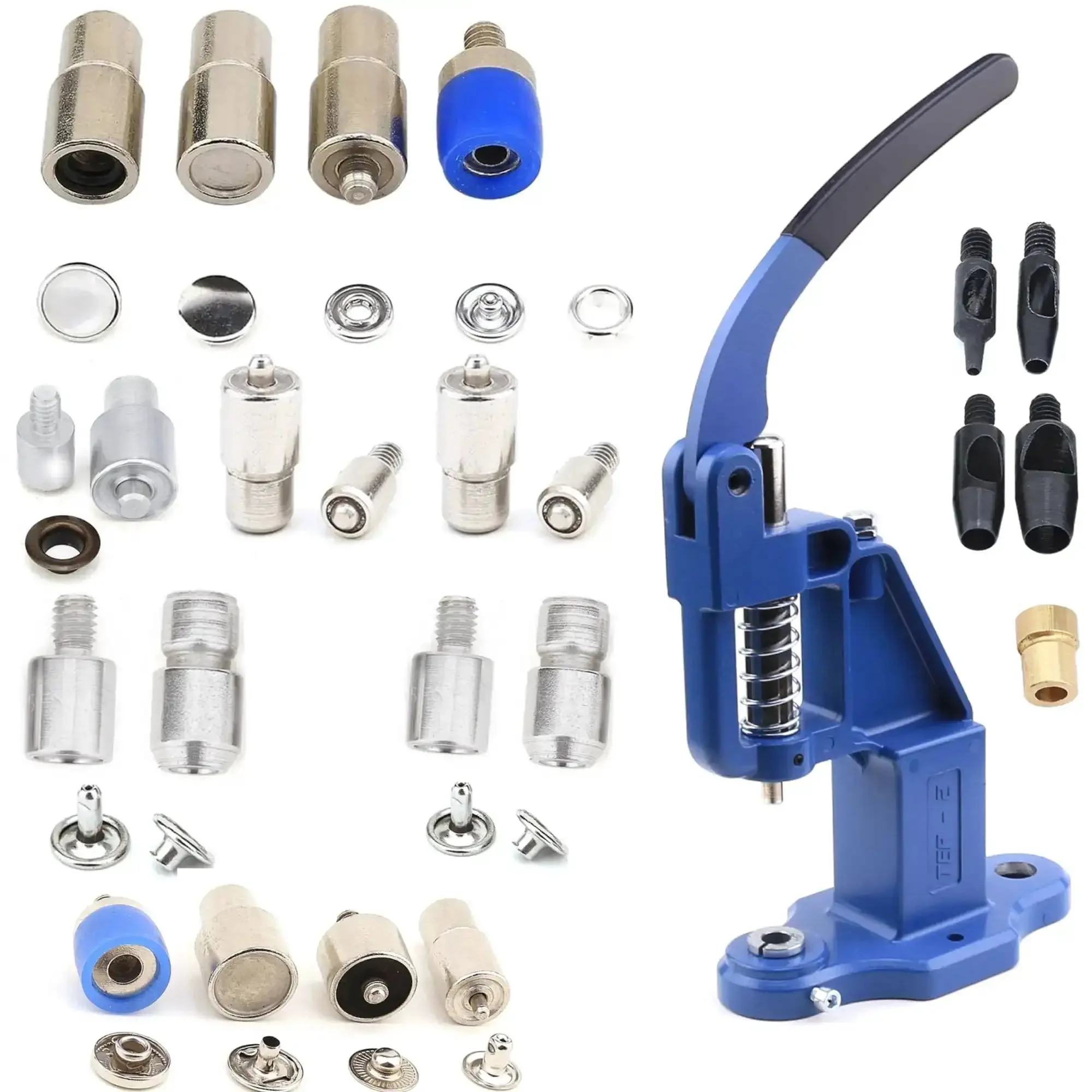 All In One Hand Press Kit For Snap Buttons Grommets Eyelets Rivets And Popper Fasteners With Holes Puncher Dies For Leather Fabric Belts Bags Shoes And Garments DIY Friendly Pro Grade