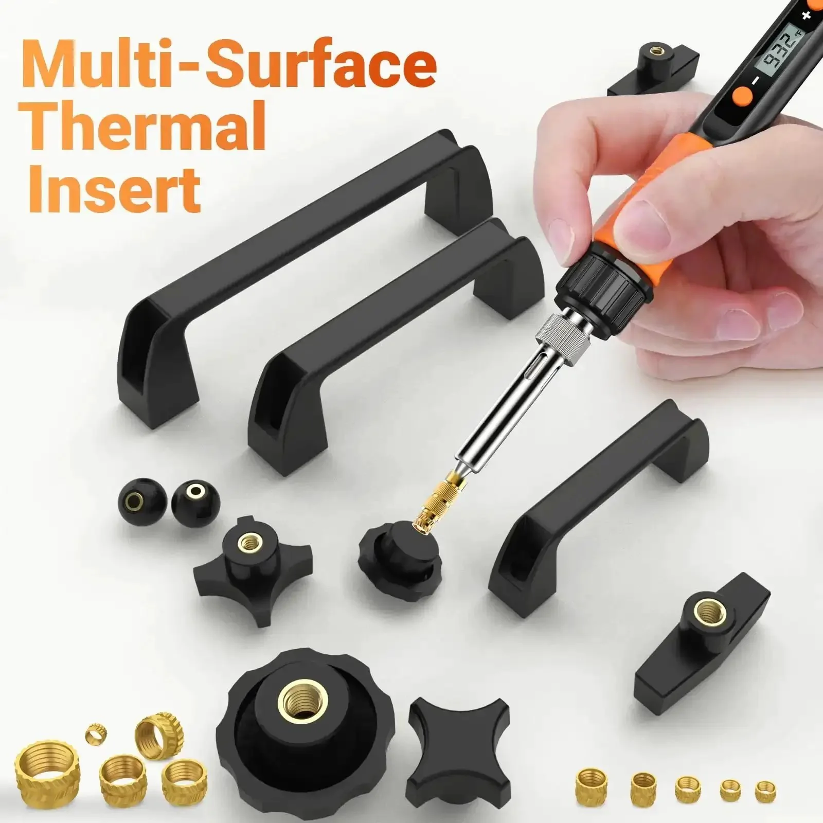 All In One Heat Set Threaded Inserts Kit With 300Pcs M2 M3 M4 M5 M6 M8 Inserts 100W Digital Soldering Iron Stand And Tweezers Great For 3D Printer Parts And Plastic Projects - Image 2