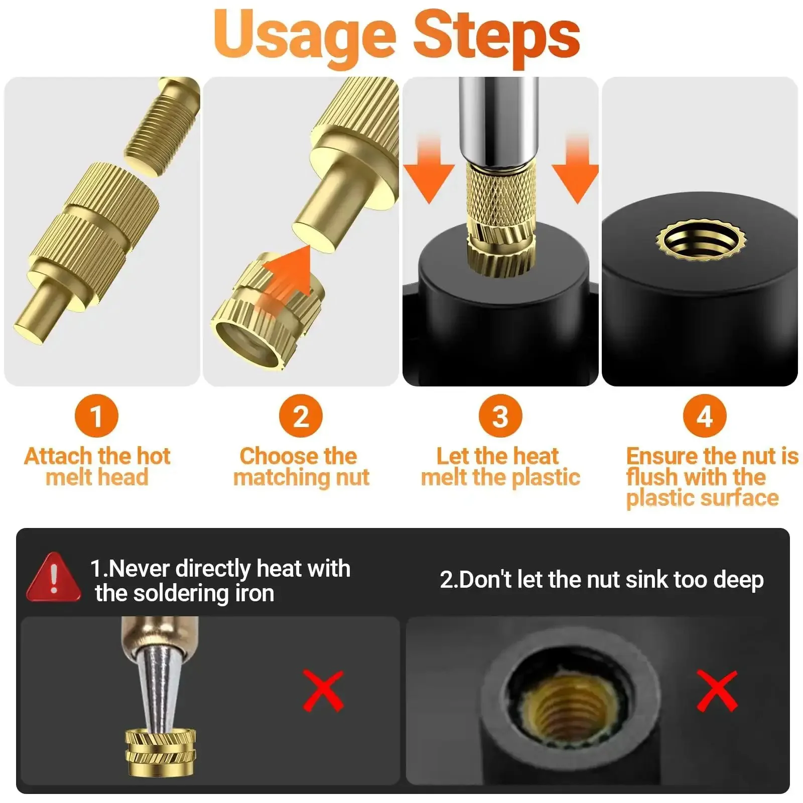 All In One Heat Set Threaded Inserts Kit With 300Pcs M2 M3 M4 M5 M6 M8 Inserts 100W Digital Soldering Iron Stand And Tweezers Great For 3D Printer Parts And Plastic Projects - Image 3