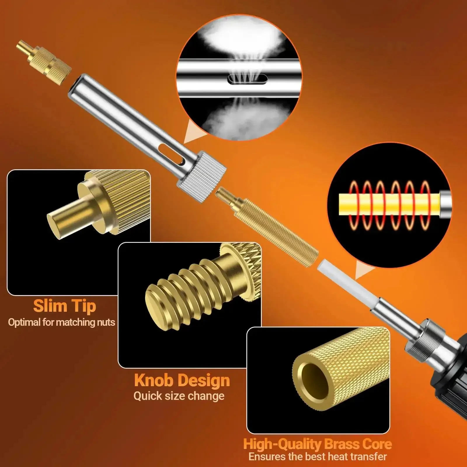All In One Heat Set Threaded Inserts Kit With 300Pcs M2 M3 M4 M5 M6 M8 Inserts 100W Digital Soldering Iron Stand And Tweezers Great For 3D Printer Parts And Plastic Projects - Image 4
