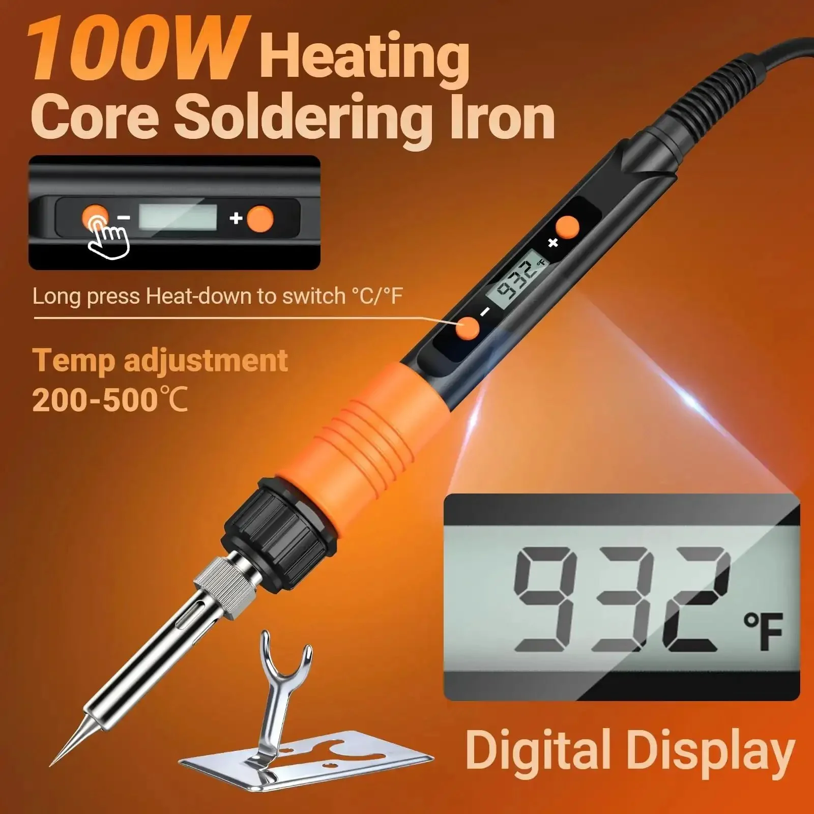 All In One Heat Set Threaded Inserts Kit With 300Pcs M2 M3 M4 M5 M6 M8 Inserts 100W Digital Soldering Iron Stand And Tweezers Great For 3D Printer Parts And Plastic Projects - Image 6