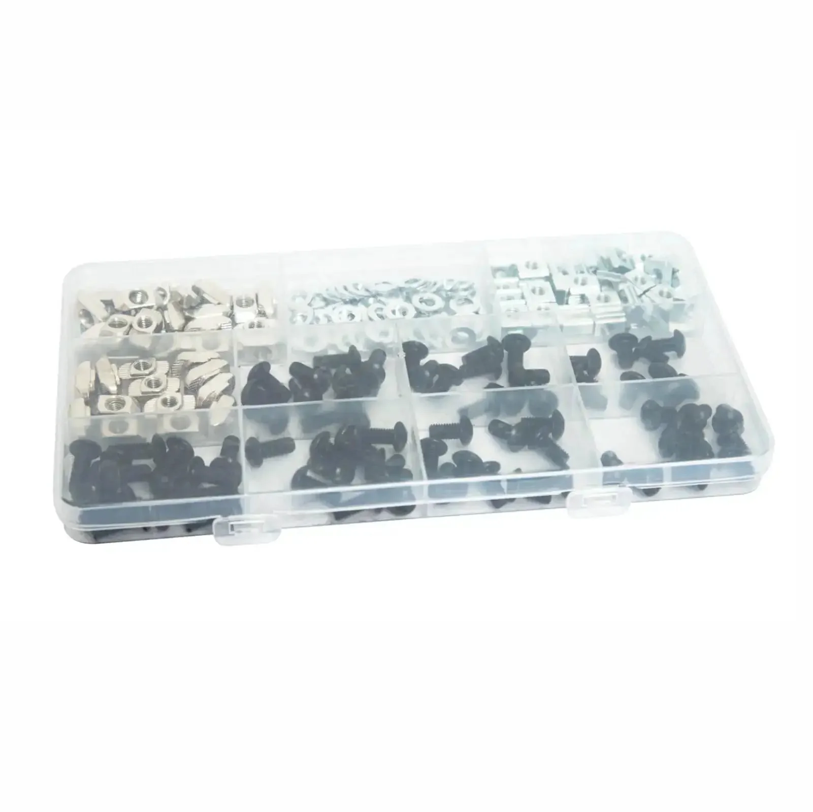 All In One Heavy Duty 222 Pcs M5 T Nuts Screws Kit For 2020 Series Aluminum Extrusion With 20 Pcs M5x8 20 Pcs M5x10 20 Pcs M5x12 14 Pcs M5x14 Hex Socket Screws 34 Pcs M5 T Sliding Nuts 40 Pcs Washers And One Hex Wrench - Image 2
