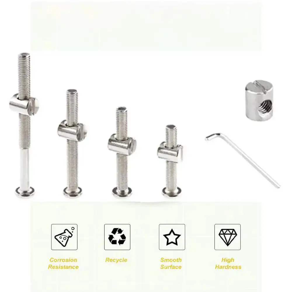 All In One Heavy Duty Crib And Furniture Screw Kit With M6 Bolts In 40 50 60 70 80 Mm And Barrel Nuts, Built To Last, Rust Resistant Carbon Steel With Zinc Plating, 16 Piece Set For Bunk Beds Cribs And Baby Furniture Repairs - Image 6