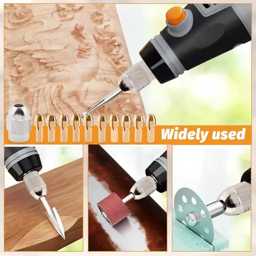 All In One Keyless Drill Chuck Collet Set For Rotary Tools 1/32 To 1/8 Inch Shanks Replacement Kit Includes Drills Buffing Wheels And Lightweight Accessories No Fuss Quick Change Durable 3 Jaw Design - Image 6