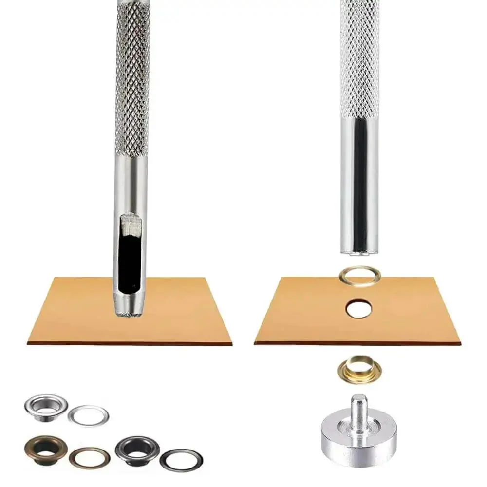 All In One Leather Grommet Kit 6mm Quarter Inch With 200 Eyelets In Gold Black Silver Bronze Includes 3 Grommet Tools Base Punch And Install Tool For Canvas Belts Bags Shoes Clothes And Crafts DIYers - Image 4