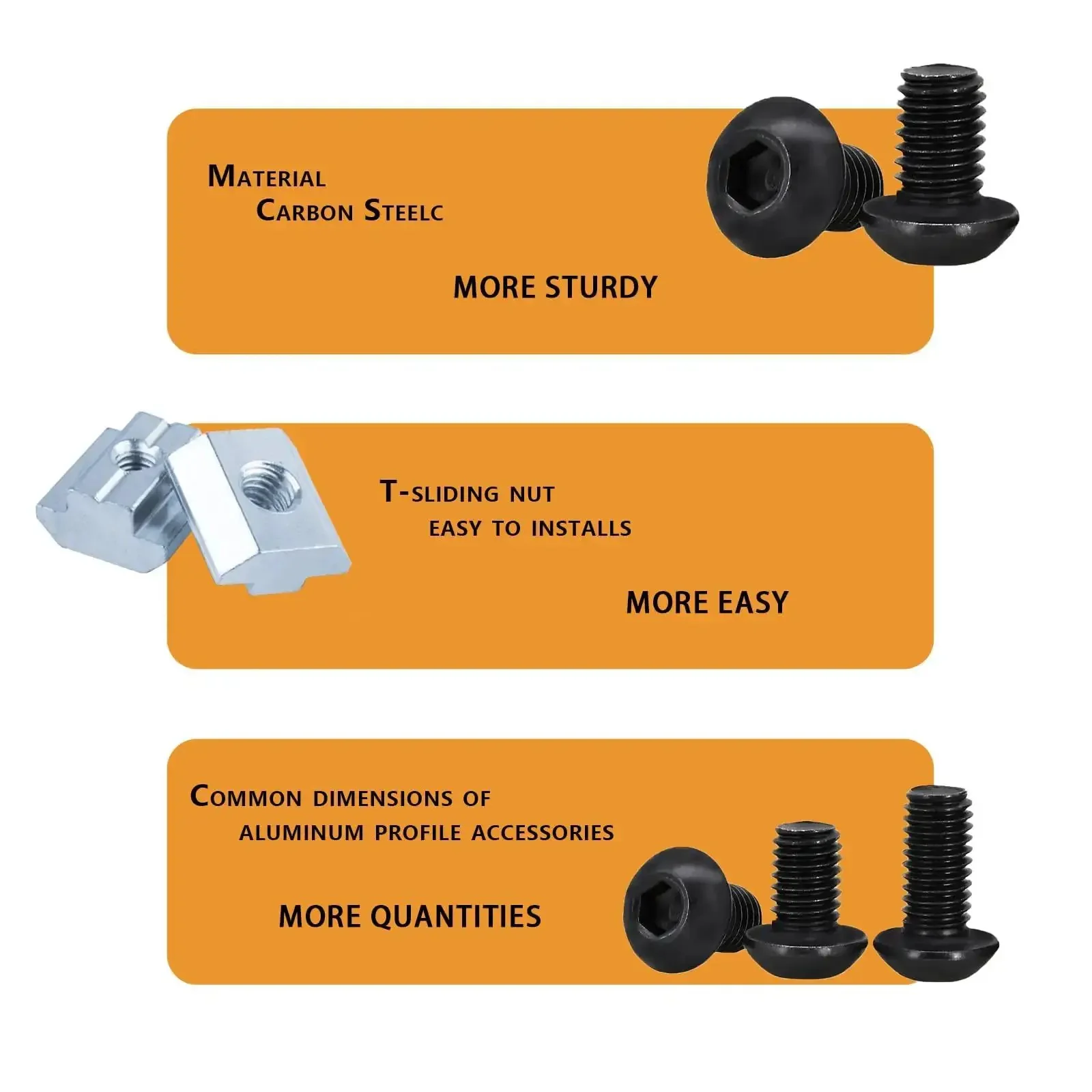 All In One M5 T Nut Screw Kit For 2020 Aluminum Extrusion System With 150 Sliding T Nuts 50 M5 X 8 Screws 50 M5 X 10 Screws 50 M5 X 12 Screws And 1 Wrench For Quick No Fuss 2020 V Slot Assembly - Image 2