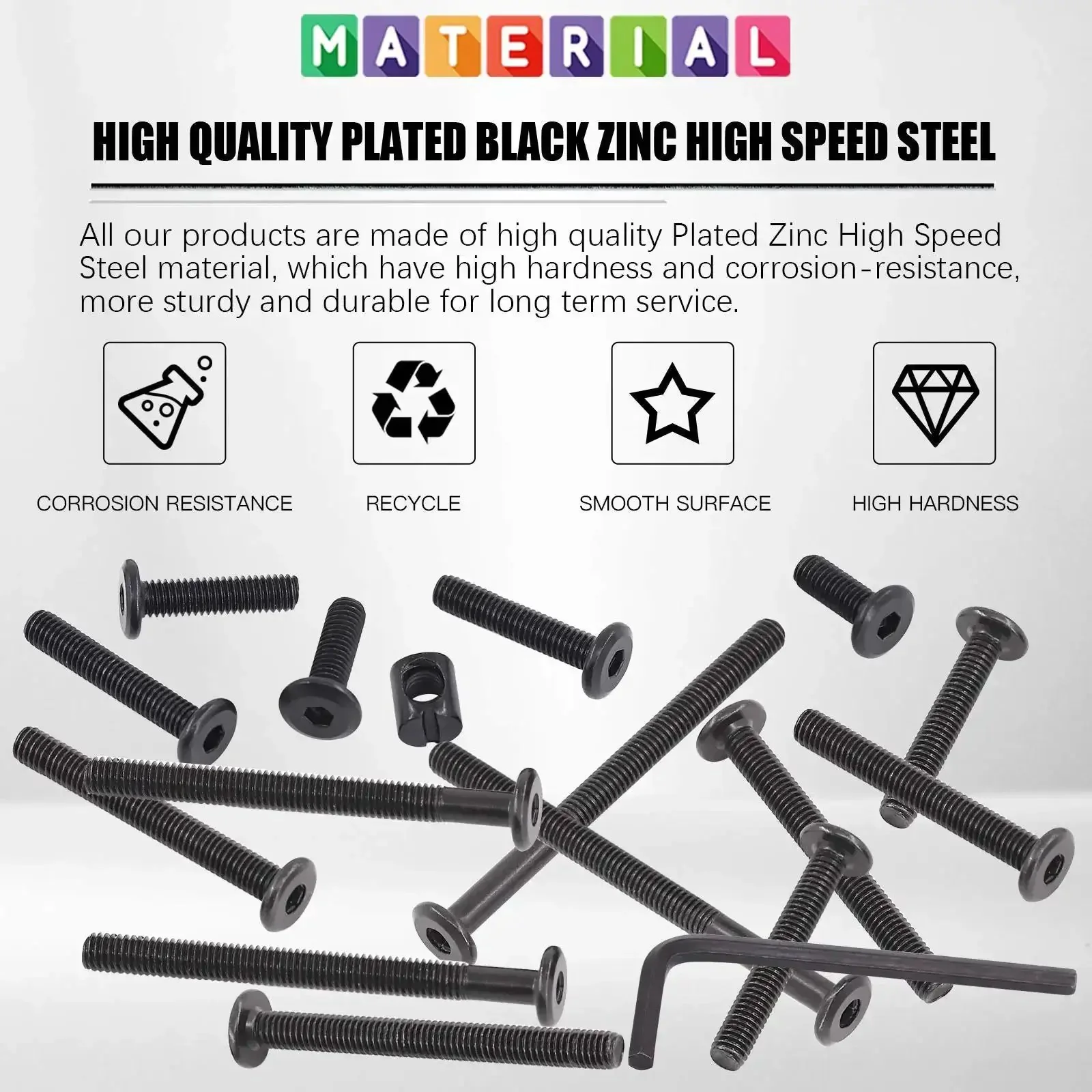All-In-One M6 Hex Socket Cap Screws And Barrel Nuts Replacement Kit For Cribs, Chairs, Tables, Cabinets And Furniture, 141-Piece Set With 15mm, 25mm, 35mm, 45mm, 55mm, 65mm, 75mm Screws And 70 Barrel Nuts - Image 6