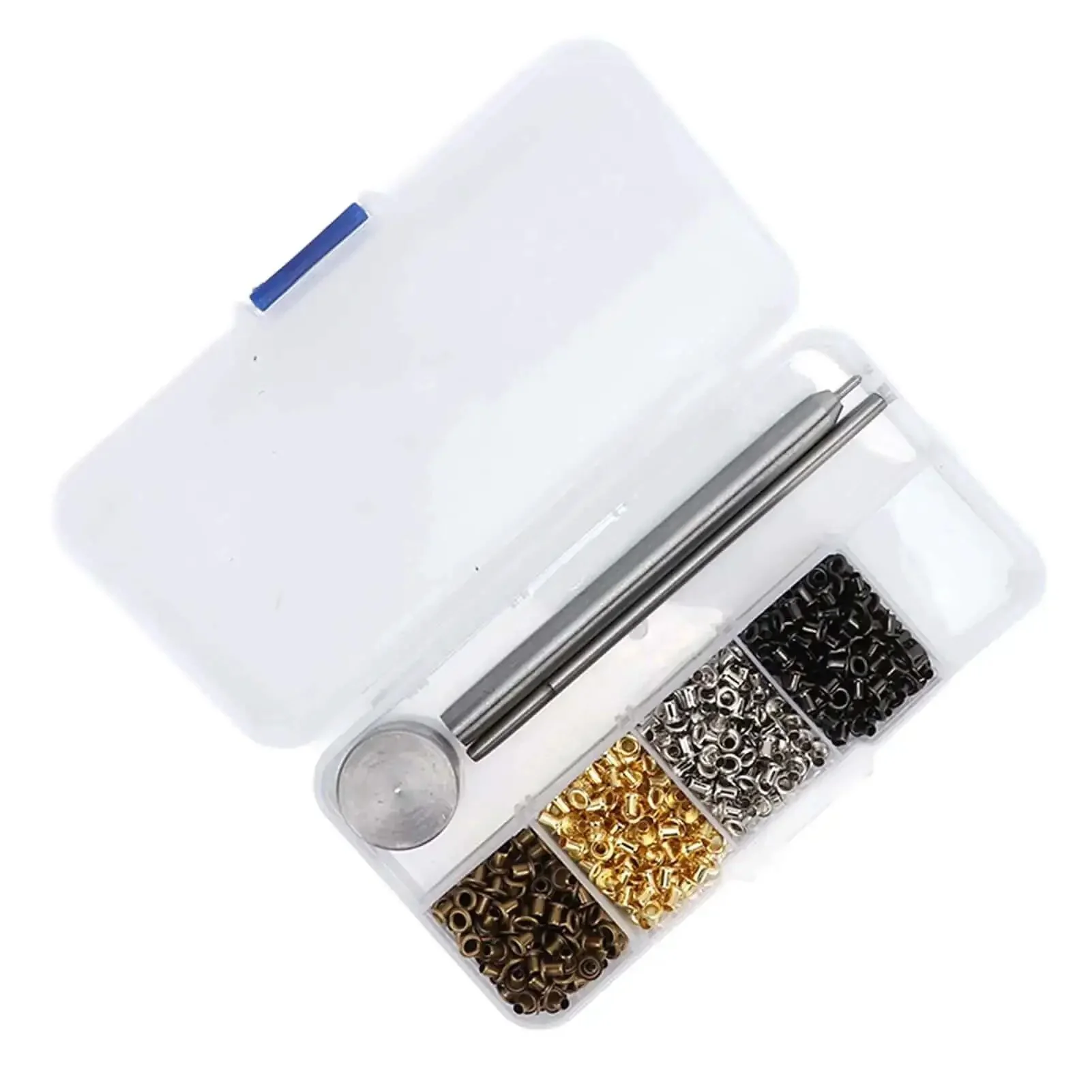 All In One Mini Grommet Kit For Do It Yourself Projects 800 Multi Color Eyelets In Gold Silver Bronze Gunmetal 2mm Copper Grommets Includes 3 Installation Tools And Clear Storage Box For Shoes Clothes Bags Crafts - Image 4