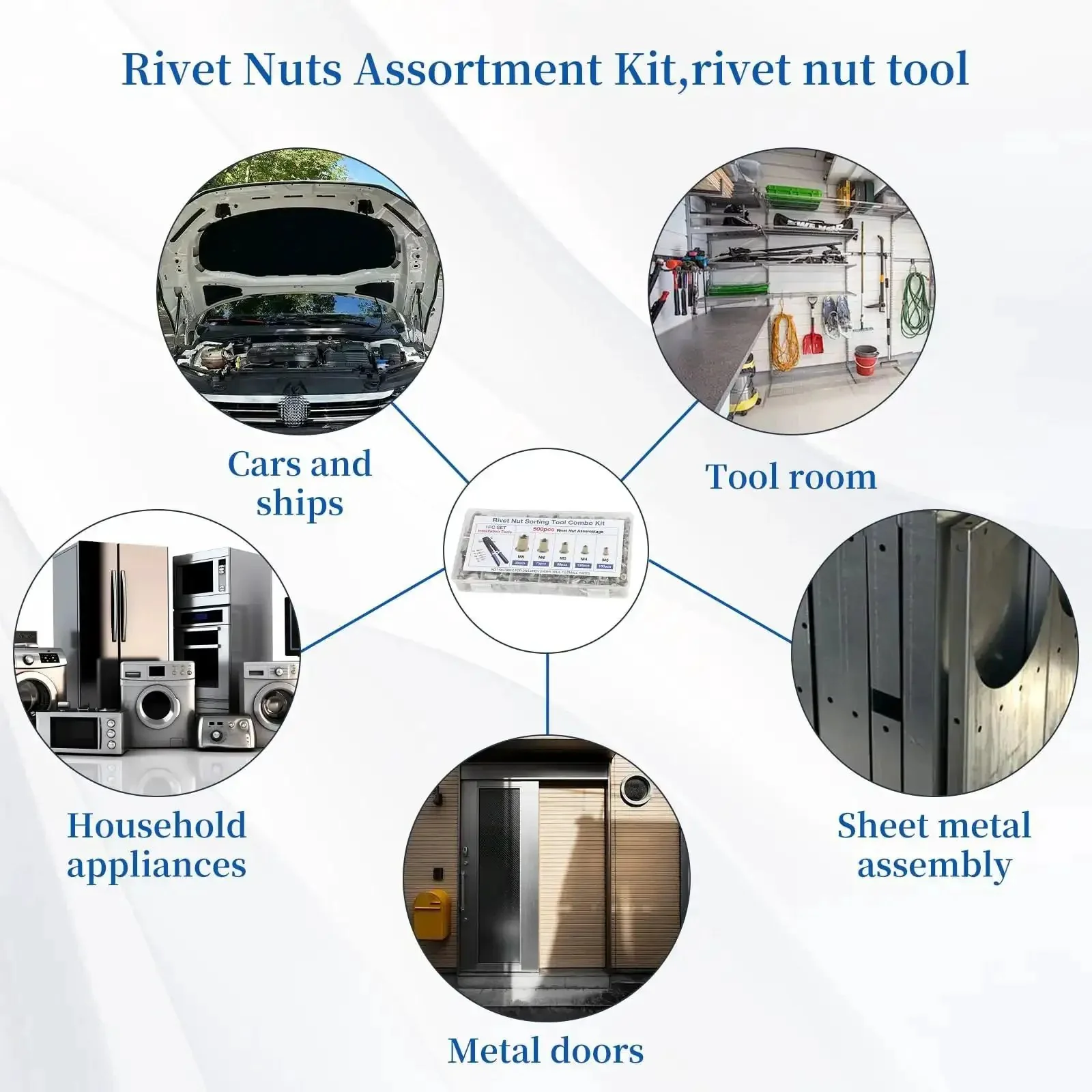 All In One Nutsert Rivet Nut Tool Kit With 500Pcs Metric Nuts M3 M4 M5 M6 M8, Pro Grade Nutsert Tool Set For Auto Repair, Marine DIY Home Furniture And Industrial Projects - Image 3