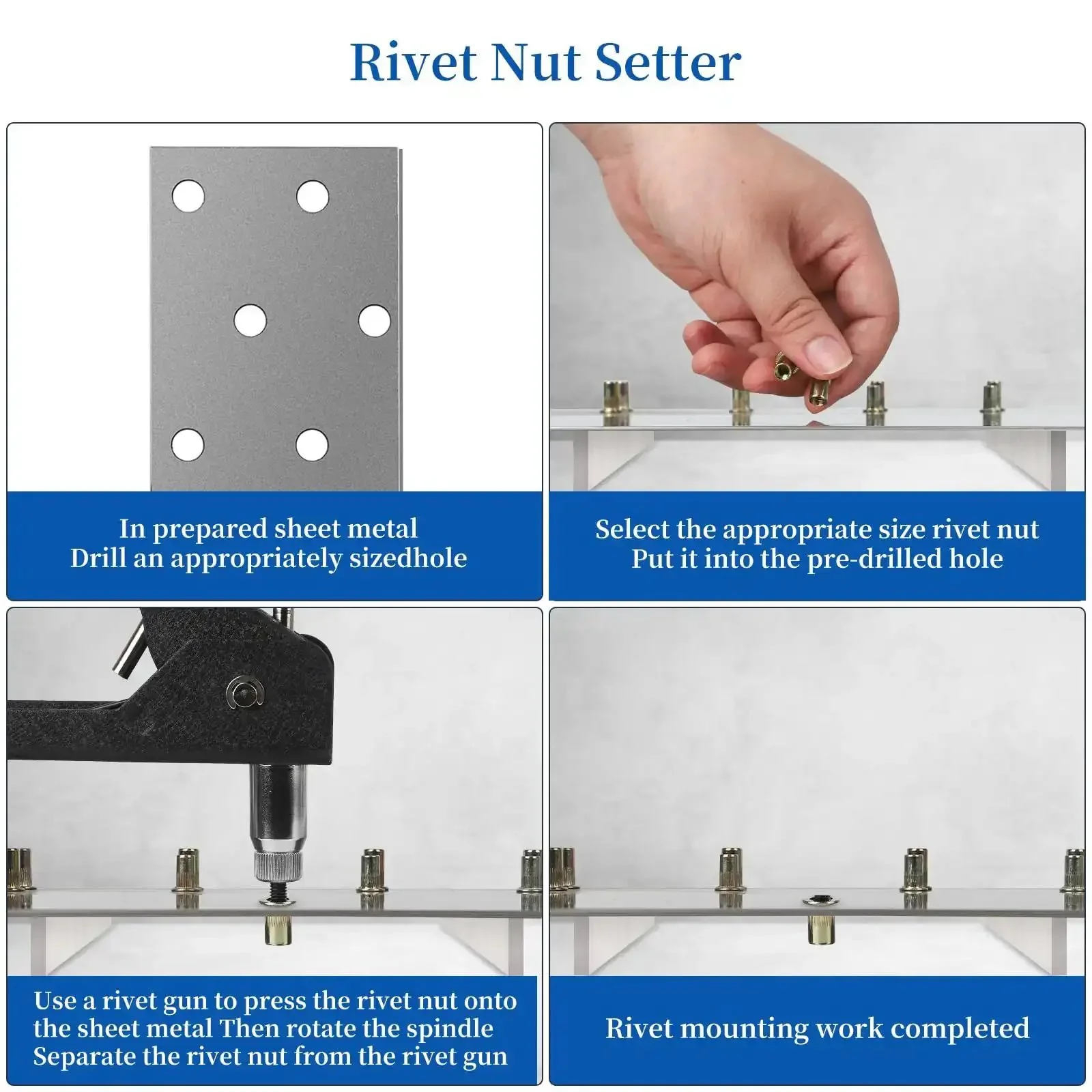 All In One Nutsert Rivet Nut Tool Kit With 500Pcs Metric Nuts M3 M4 M5 M6 M8, Pro Grade Nutsert Tool Set For Auto Repair, Marine DIY Home Furniture And Industrial Projects - Image 5