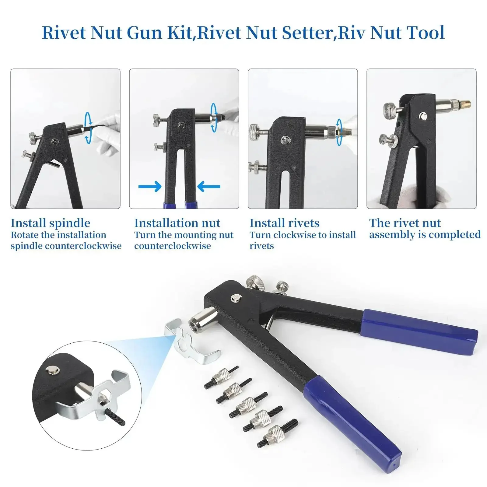 All In One Nutsert Rivet Nut Tool Kit With 500Pcs Metric Nuts M3 M4 M5 M6 M8, Pro Grade Nutsert Tool Set For Auto Repair, Marine DIY Home Furniture And Industrial Projects - Image 6