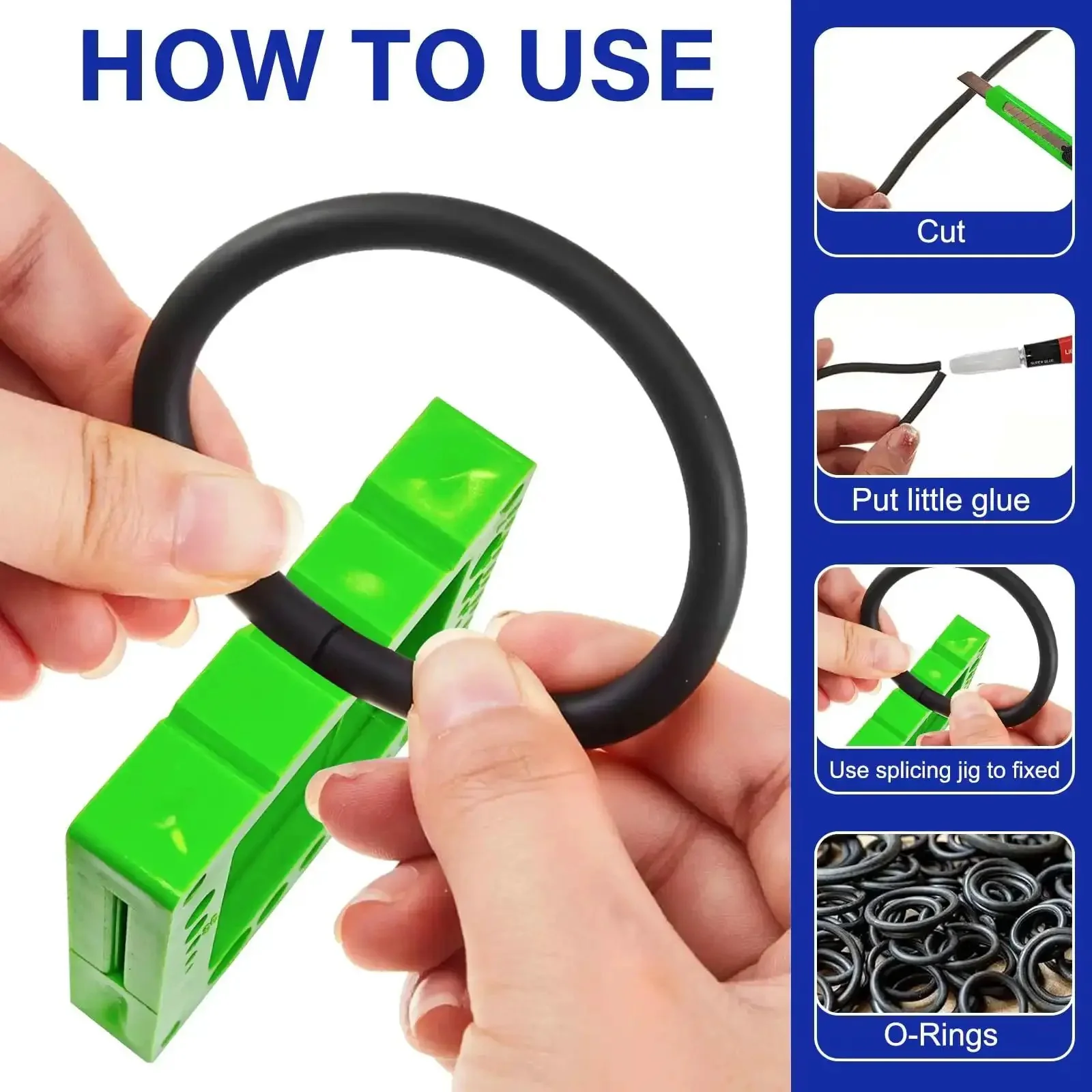 All In One O Ring Splicing Kit With 70A Nitrile Black O Rings, SAE And Metric Sizes From 1/16 To 1/4 And 1.5mm To 6mm, Includes Cutting Tool, Knife, Measuring Tape, Glue Bottles, And Sturdy Storage Box - Image 5