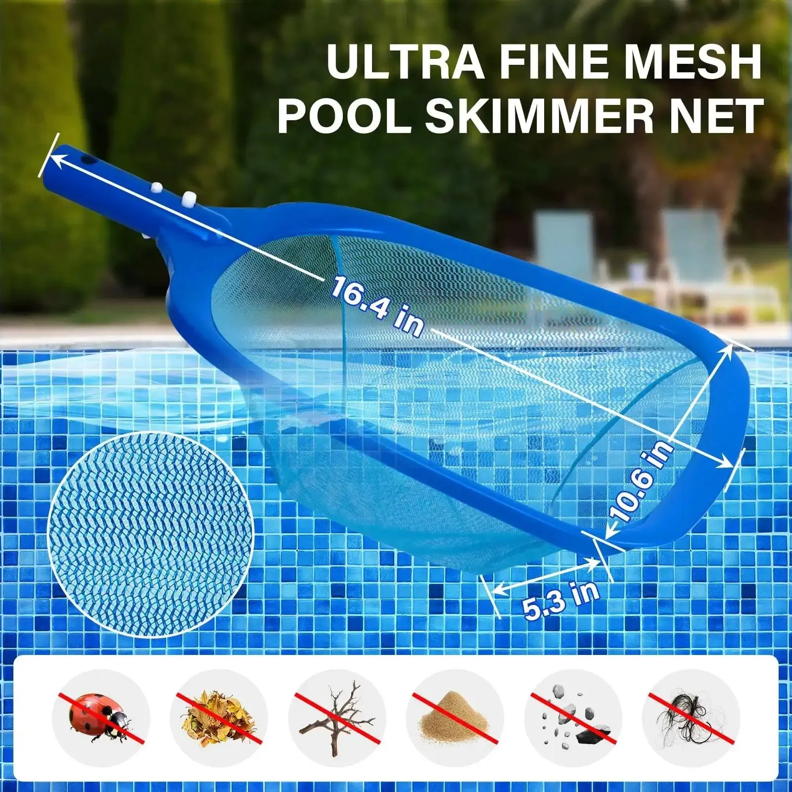 All In One Pool Cleaning Kit With 12.5 Inch Brush Head Ultra Fine Mesh Skimmer Net And 76.5 Inch Aluminum Pole For Quick Debris Removal Dirt Cleanup And Easy In Ground Pool Maintenance - Image 6