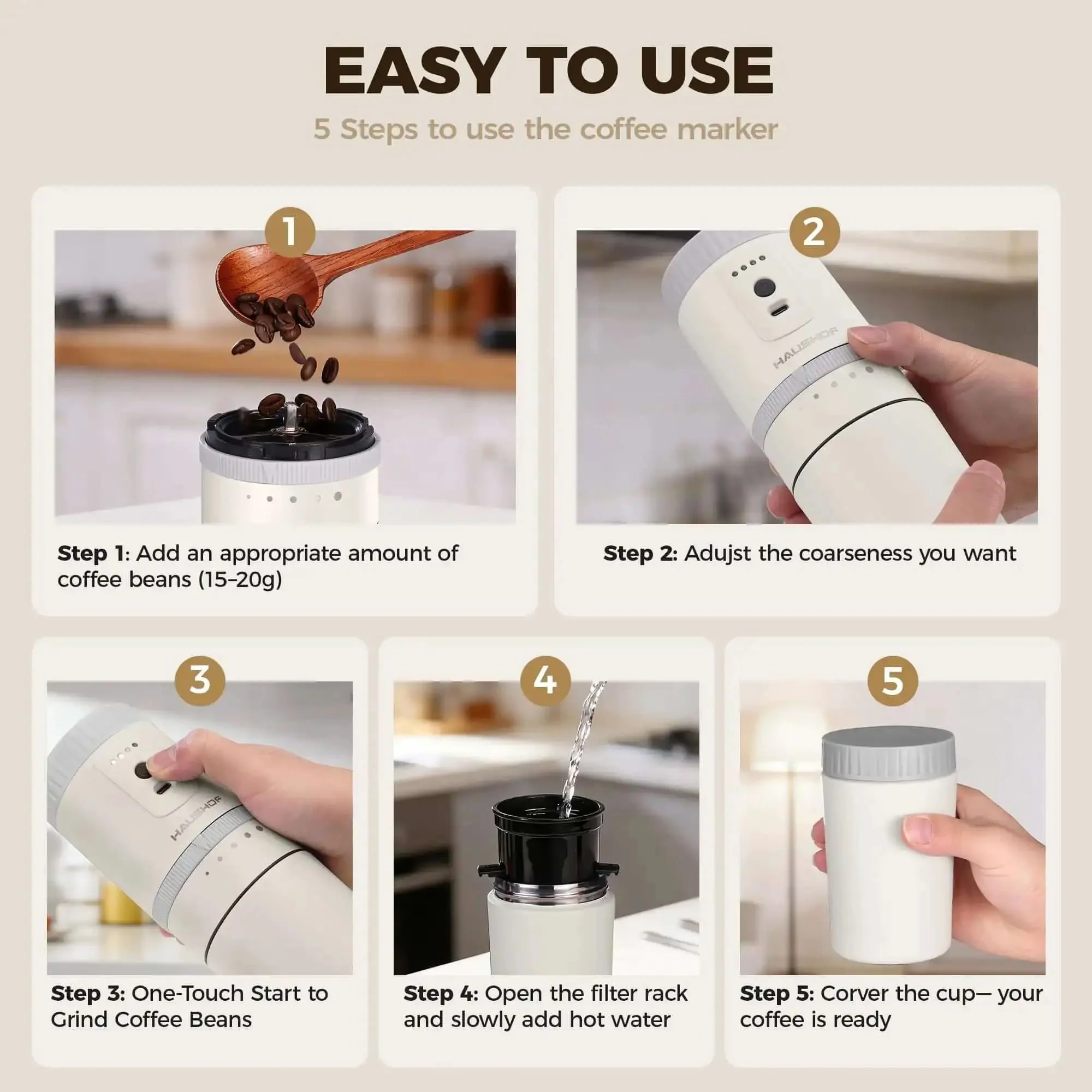 All In One Portable Coffee Maker With Built In Burr Grinder And Pour Over Filter For Travel Car Camping And Home Get Fresh Ground Coffee On The Go Anywhere In Minutes - Image 5