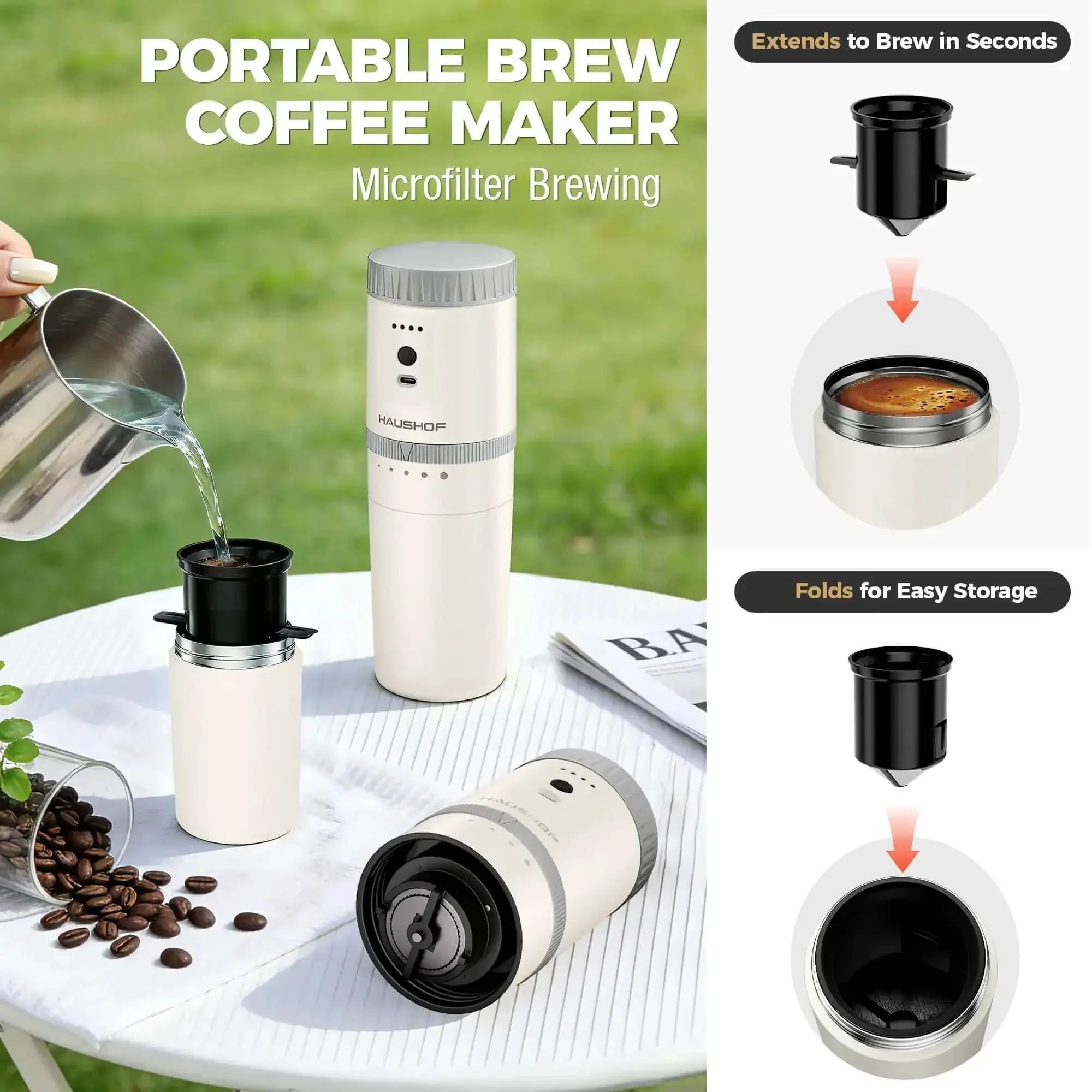 All In One Portable Coffee Maker With Built In Burr Grinder And Pour Over Filter For Travel Car Camping And Home Get Fresh Ground Coffee On The Go Anywhere In Minutes - Image 7