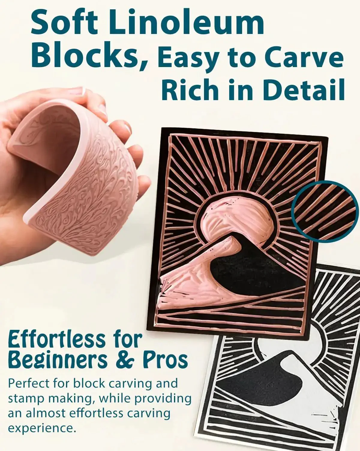 All In One Printmaking And Stamp Making Kit For Beginners With Linoleum Blocks Ink Brayer Transfer Papers Guide And 10 Printmaking Papers Perfect DIY Gift For Adults And Kids - Image 5