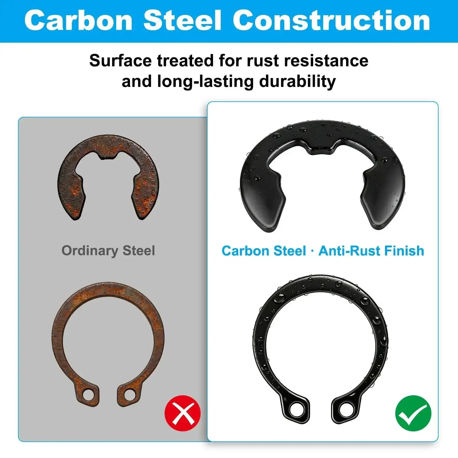All-In-One Pro-Grade 324Pcs C Clips And E Clips Kit With 24 Sizes From 2Mm To 16Mm Black Carbon Steel External Snap Rings Retaining Rings For Shafts Bearings Machinery And Automotive Repair - Image 4