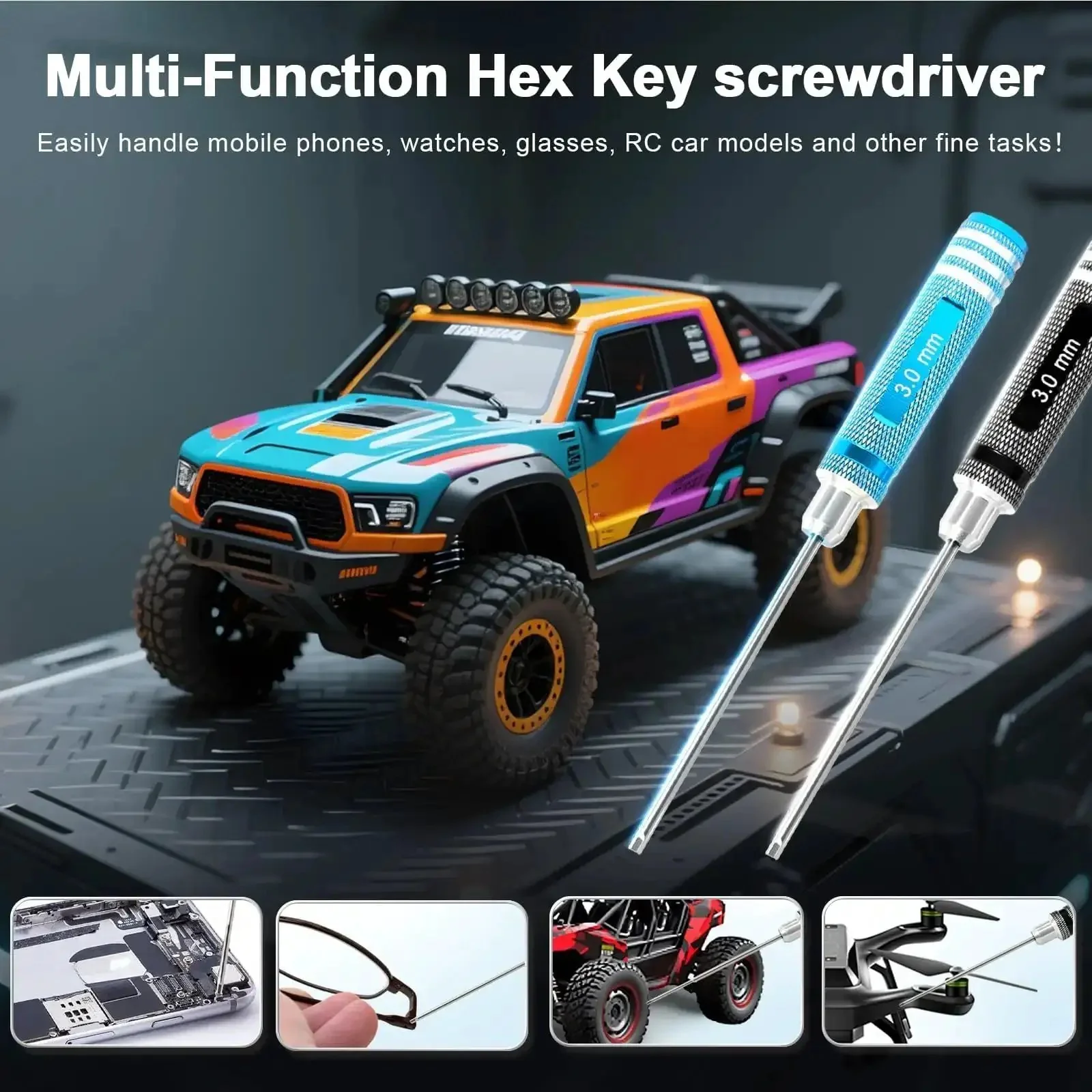 All In One RC Hex Key Driver Set With Magnetic Tips Quick Change Allen Wrench 1.5mm 2.0mm 2.5mm 3.0mm Alloy Steel Precision Tools For RC Cars Drones Robots And Mini Crawlers Maintenance - Image 6