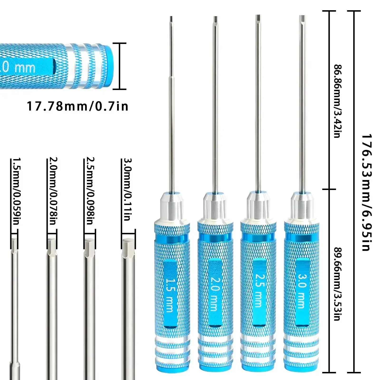 All In One RC Hex Key Driver Set With Magnetic Tips Quick Change Allen Wrench 1.5mm 2.0mm 2.5mm 3.0mm Alloy Steel Precision Tools For RC Cars Drones Robots And Mini Crawlers Maintenance - Image 9