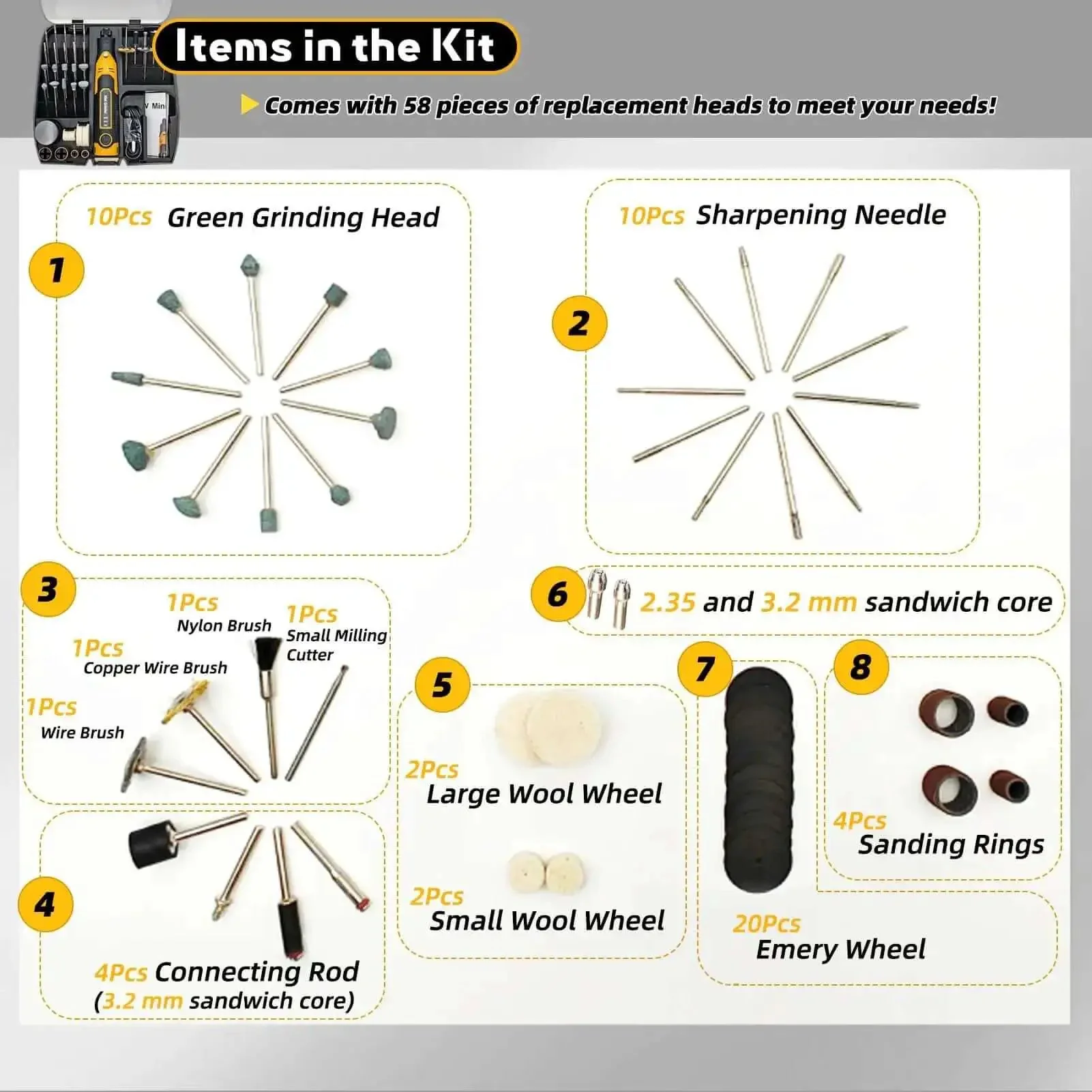 All In One Resin Sanding And Polishing Kit For 3D Printed Models Cordless Electric Rotary Sander With 58 Attachments For Drilling Sanding Polishing And Detailing Your Resin Prints Pro Grade - Image 3