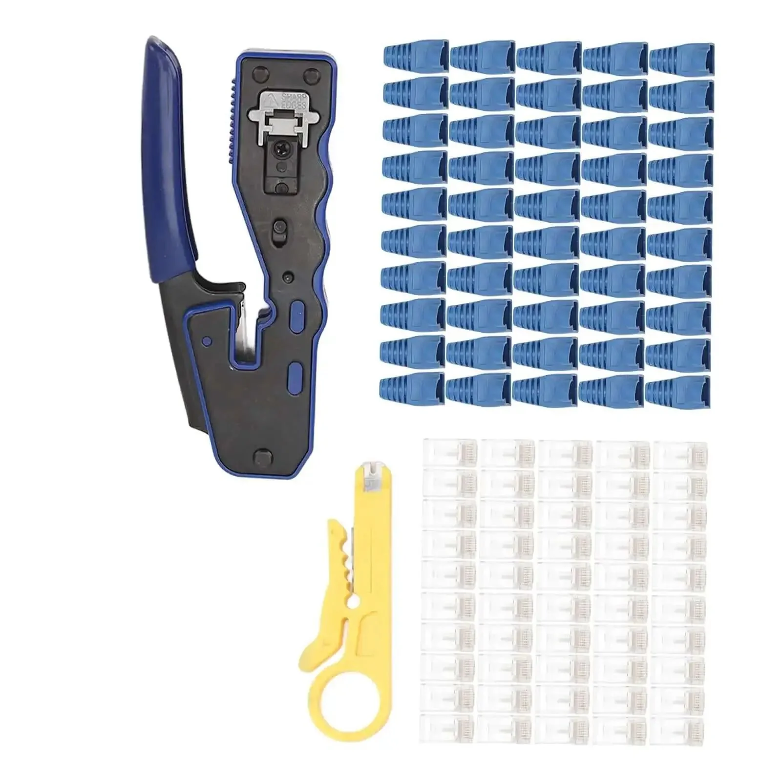 All-In-One RJ45 Ethernet Crimping Tool For Cat5, Cat5e, Cat6, And Cat6A Pass-Through Connectors, Includes Stripping, Cutting, Crimping, And Hardened Blades For Fast, Clean Network Wiring At Home, Office, Or On Site - Image 2