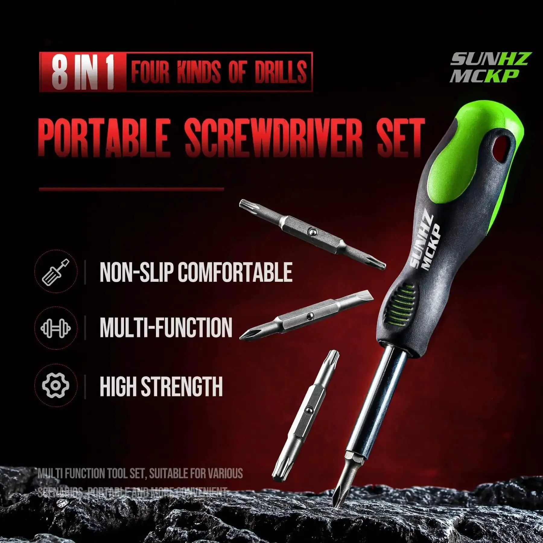 All In One Screwdriver Set With Ergonomic Oversized Handle And Non Slip Grip For Easy One Hand Use, 8 In 1 Portable Multi Tool With Phillips Slotted Torx Bits, Pro Grade Heat Treated CR V Bits, Ideal For Home Auto And Outdoor Repairs - Image 6
