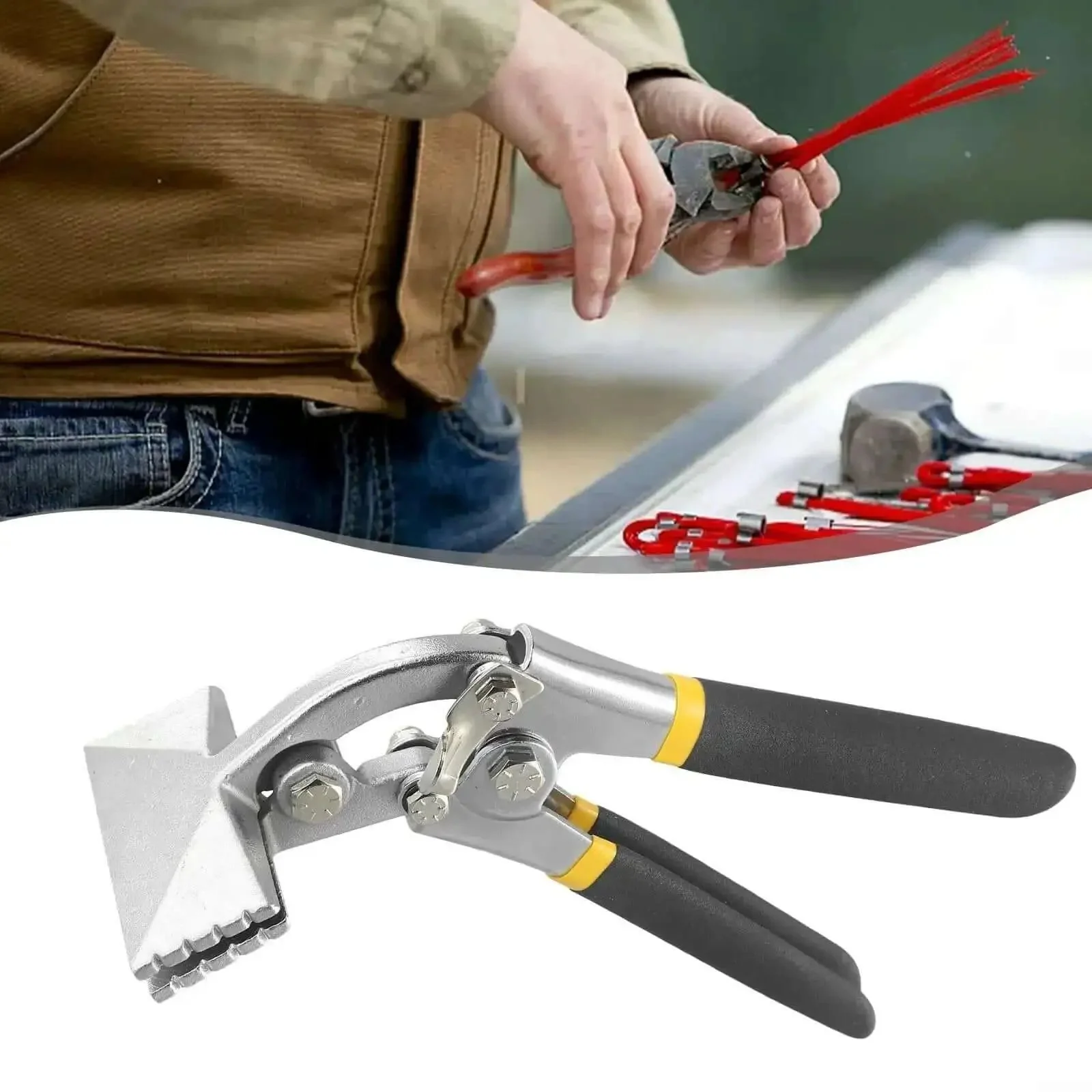 All In One Sheet Metal Bending Pliers With Straight Or Elbow Handles And Non Slip Grip, Workhorse Hand Seamer Crimping Tool With 80Mm Or 150Mm Jaw Width For Light Steel Framing HVAC Ductwork Roofing And Custom Fabrication - Image 2