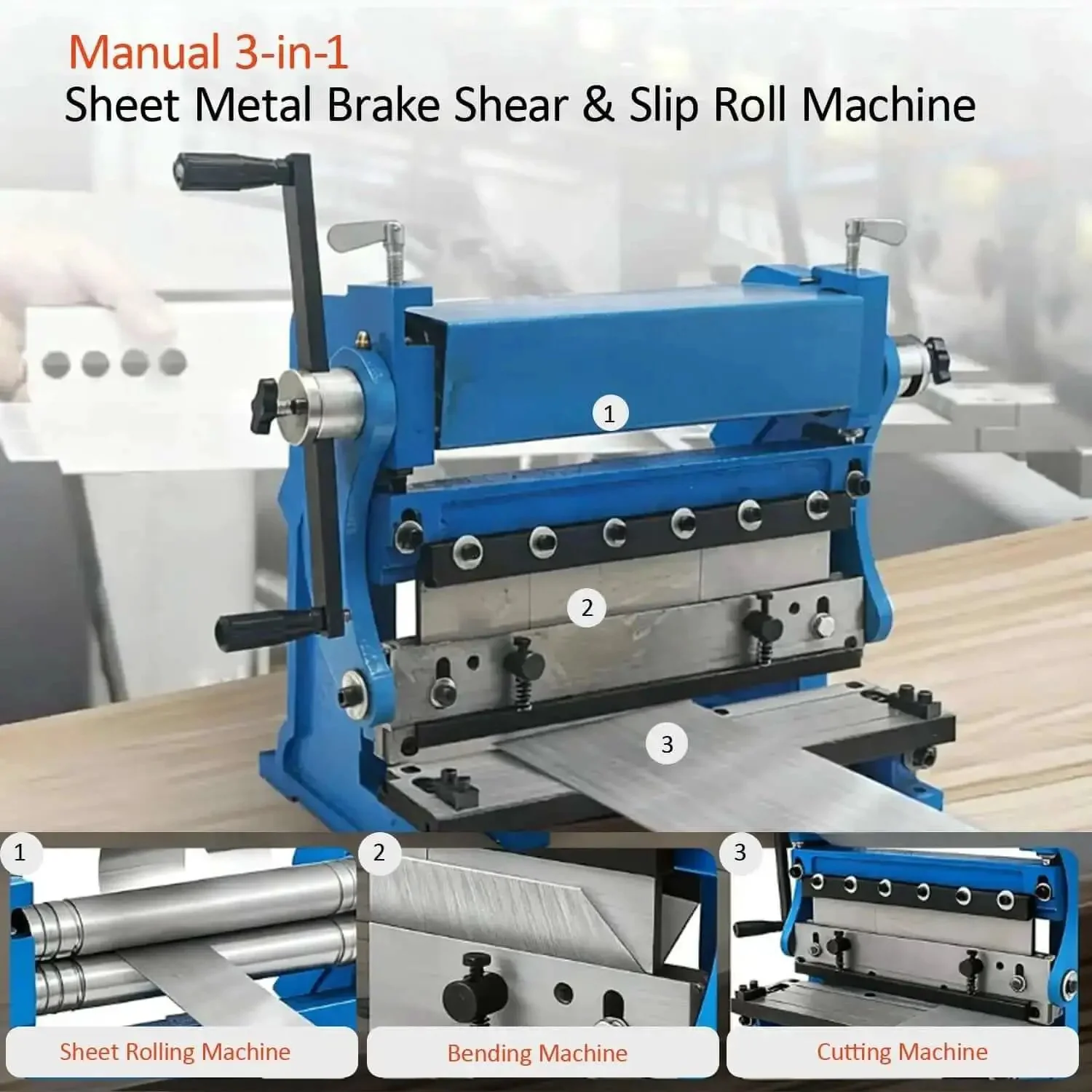 All In One Sheet Metal Brake Shear And Slip Roll Machine 3 In 1 Bender Cutter Roller For Steel Plate 1mm 20 Gauge Capacity With 12 Inch Bed Width A Real Workhorse For DIY Projects And Pro Fabrication - Image 7