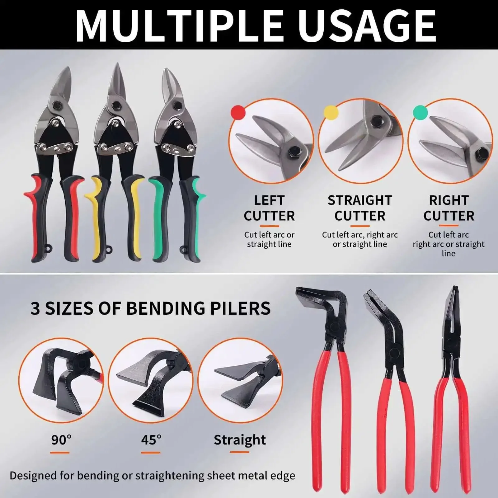 All In One Sheet Metal Tools Kit For HVAC Ductwork Tin Snips For Straight Left And Right Cuts Hand Seamers For 45 And 90 Degree Bends Metal Shears And Pliers For Cutting Shaping And Fabrication - Image 6