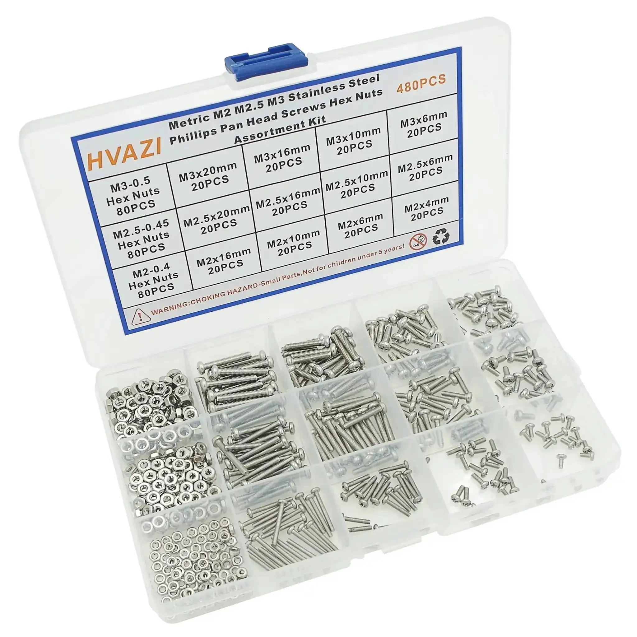 All In One Stainless Steel Phillips Pan Head Machine Screws And Hex Nuts Assortment Kit In Metric M2 M2.5 M3 Sizes For Home Workshop Projects Electronics RC Builds - Image 3