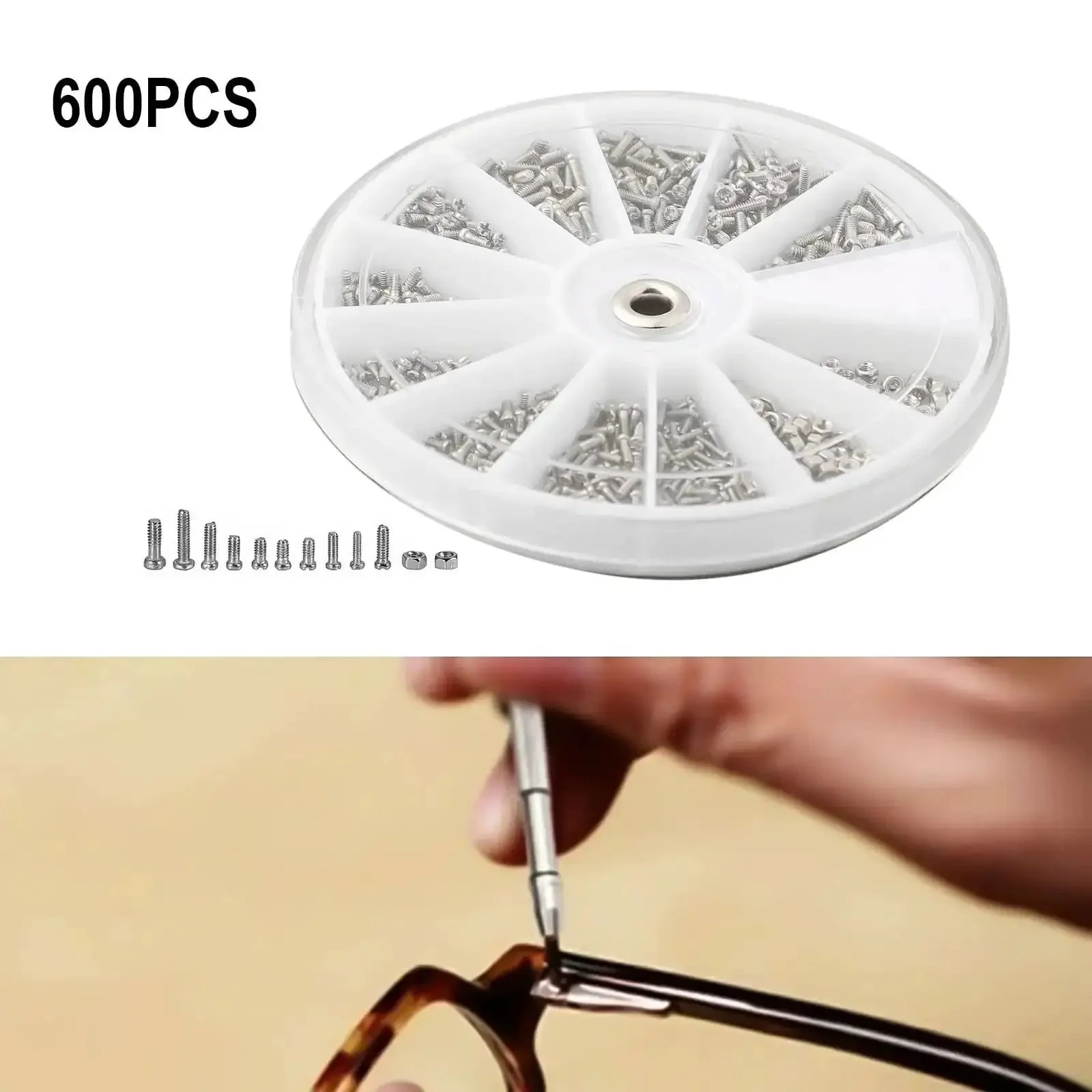 All In One Stainless Steel Screw And Nut Kit With 600 Pieces For Watch Repair Eyeglasses And Electronics M1 M1.2 M1.4 And M1.6 Fasteners Handy For DIYers And Pros In A Plastic Storage Box - Image 3