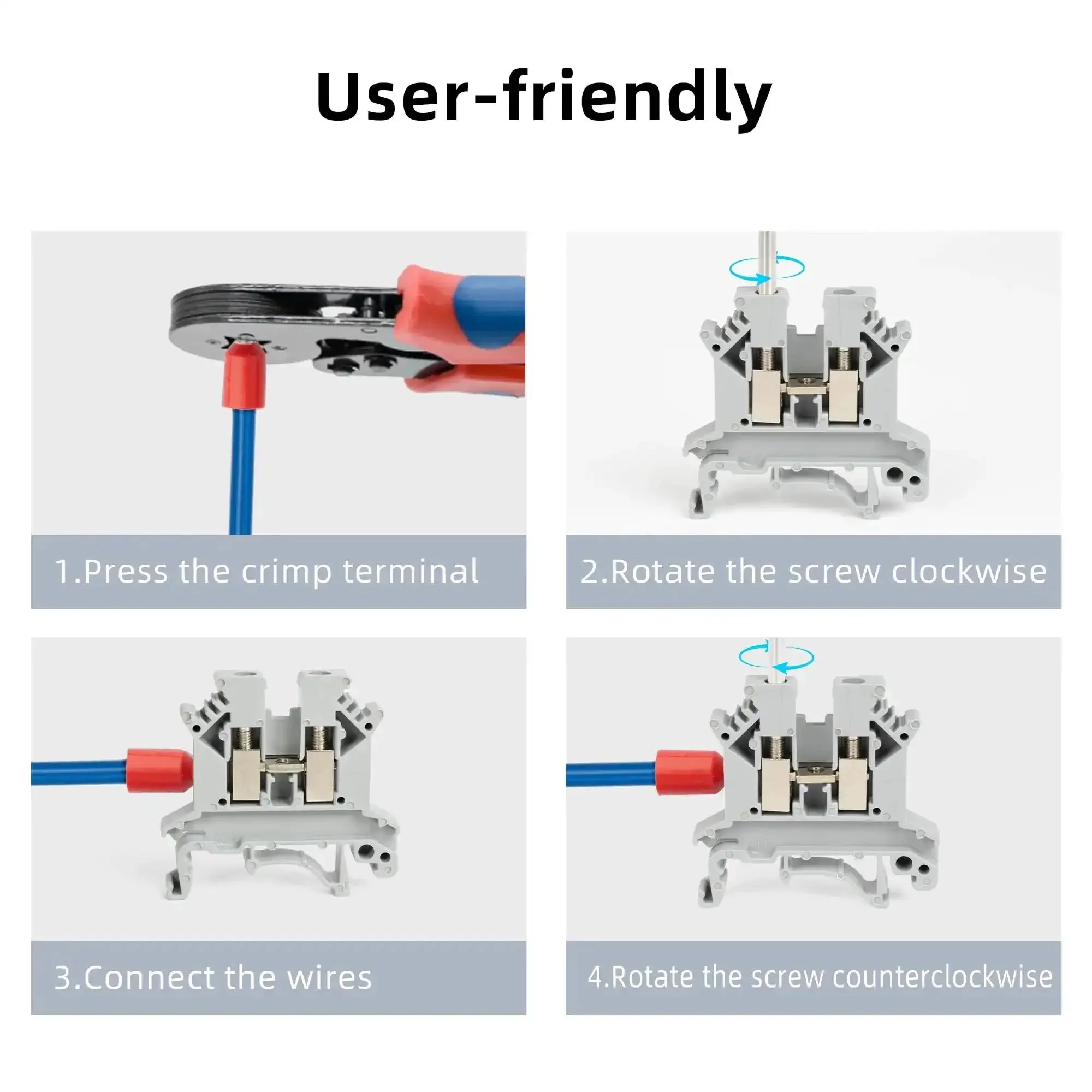 All-In-One Terminal Blocks Kit for DIY and Pro-Grade Projects, 30-Piece 32A 690V Screw Terminal System With Aluminum Rail, Jumpers, End Covers, Ground Blocks, And Multi-Color Blocks - Image 5