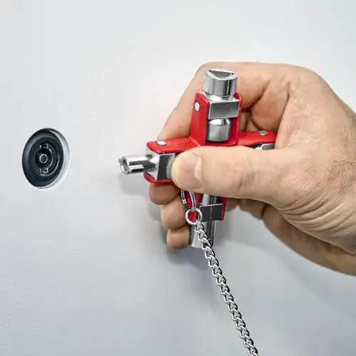All-In-One Universal Control Cabinet Key With Nine Die-Cast Zinc Profiles In One Handy Tool For Quick Locking On Electrical Gas Water HVAC And Building Systems For Pros And DIYers - Image 2