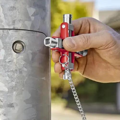 All-In-One Universal Control Cabinet Key With Nine Die-Cast Zinc Profiles In One Handy Tool For Quick Locking On Electrical Gas Water HVAC And Building Systems For Pros And DIYers - Image 4