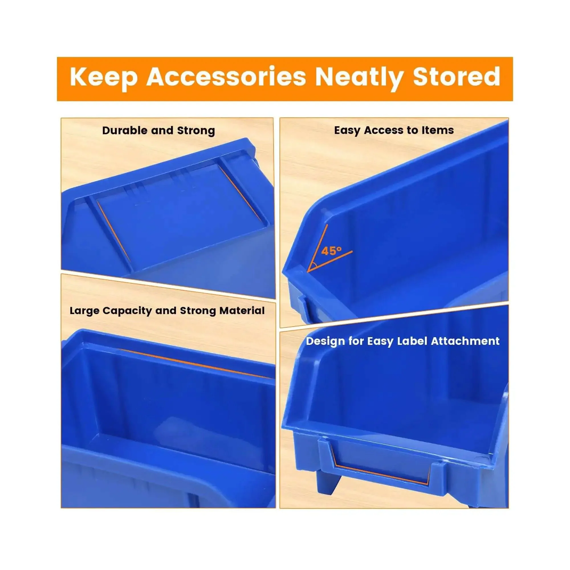 All In One Wall Mount Storage Rack With 30 Bin Heavy Duty Organizer For Nuts Bolts Screws Nails Beads Buttons And Small Parts For Garage Home And Workshop Blue And Red Bins - Image 4