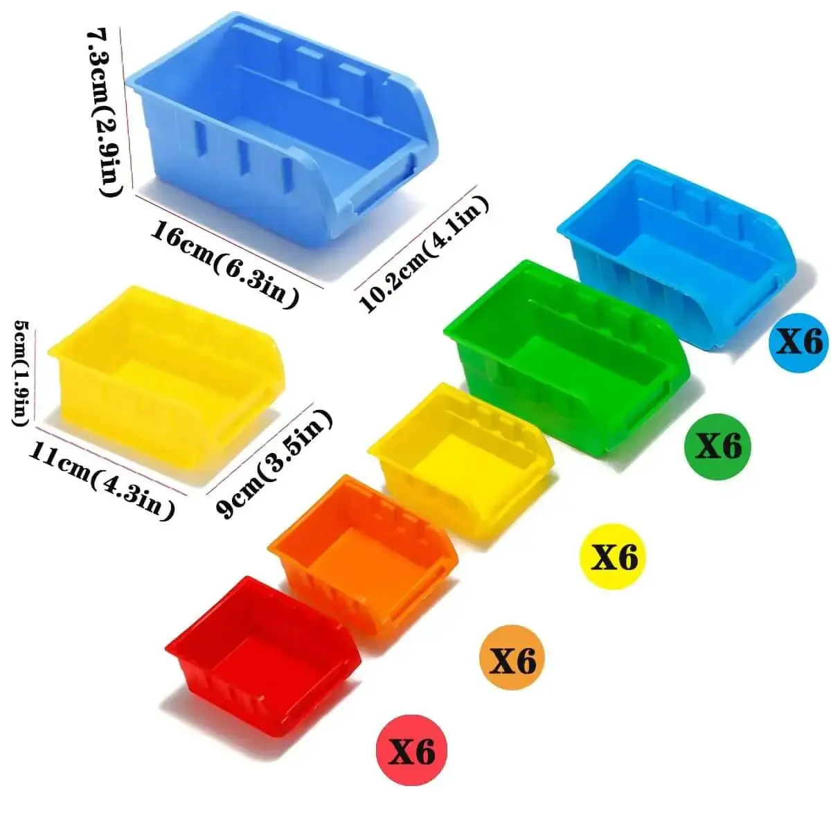 All In One Wall Mounted Storage Bins Kit For Tools And Hardware With Pegboard Organizer Rack And 30 Bins In Five Color Parts For Easy ID, Garage Storage System, DIY Bin Kit For Craft Room And Workshop Organization - Image 6