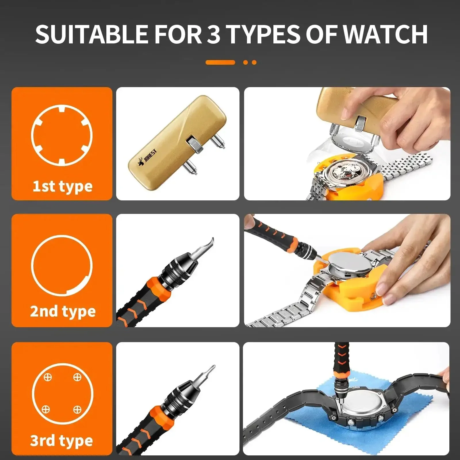 All In One Watch Repair Kit Pro Grade Gear For Battery Swaps Strap Adjustments Case Opener And Back Cover Link Remover Bracelet Resizing Pin Removal Screwdrivers And Spring Bar Set For Quick Easy Alterations - Image 3