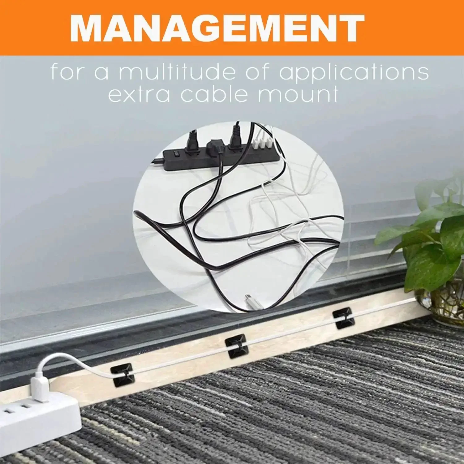 All-In-One Zip Tie Adhesive Mount Kit With 140 Pack Three Quarter Inch Cable Ties, Self Adhesive Cable Management Clips, Wire Clips With Screw Holes, Anchor Stick-On Wire Holders, Black - Image 5