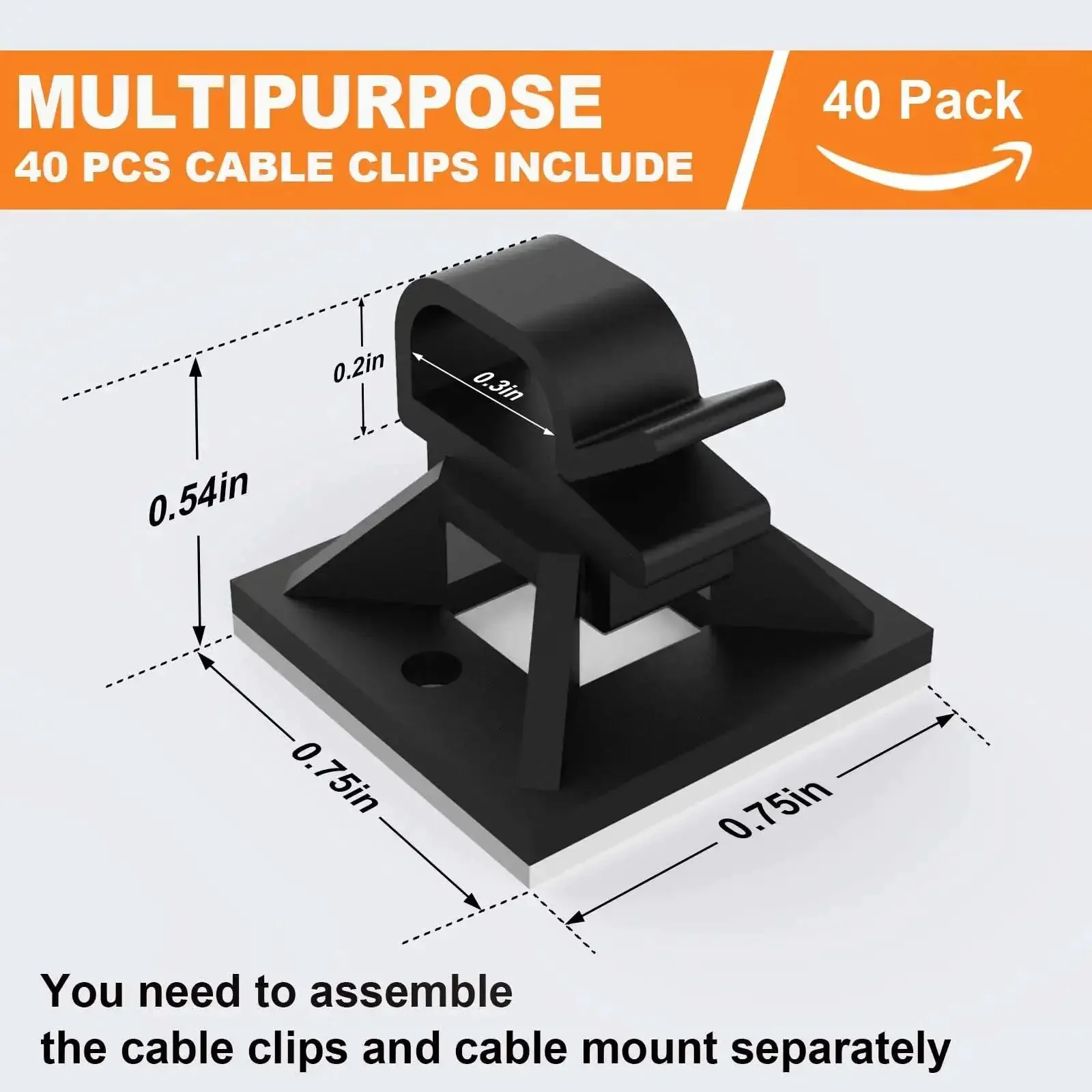 All-In-One Zip Tie Adhesive Mount Kit With 140 Pack Three Quarter Inch Cable Ties, Self Adhesive Cable Management Clips, Wire Clips With Screw Holes, Anchor Stick-On Wire Holders, Black - Image 7