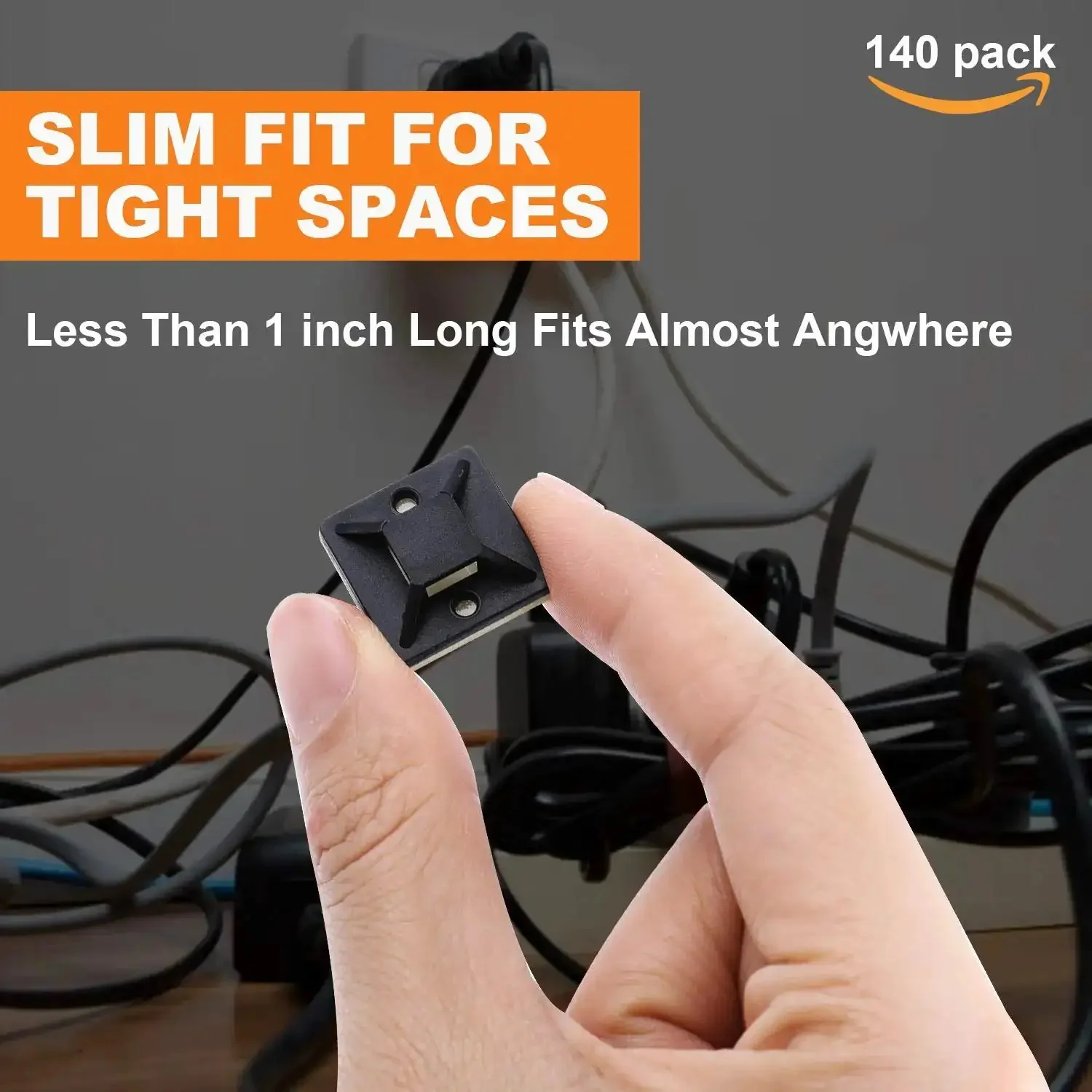 All-In-One Zip Tie Adhesive Mount Kit With 140 Pack Three Quarter Inch Cable Ties, Self Adhesive Cable Management Clips, Wire Clips With Screw Holes, Anchor Stick-On Wire Holders, Black - Image 8