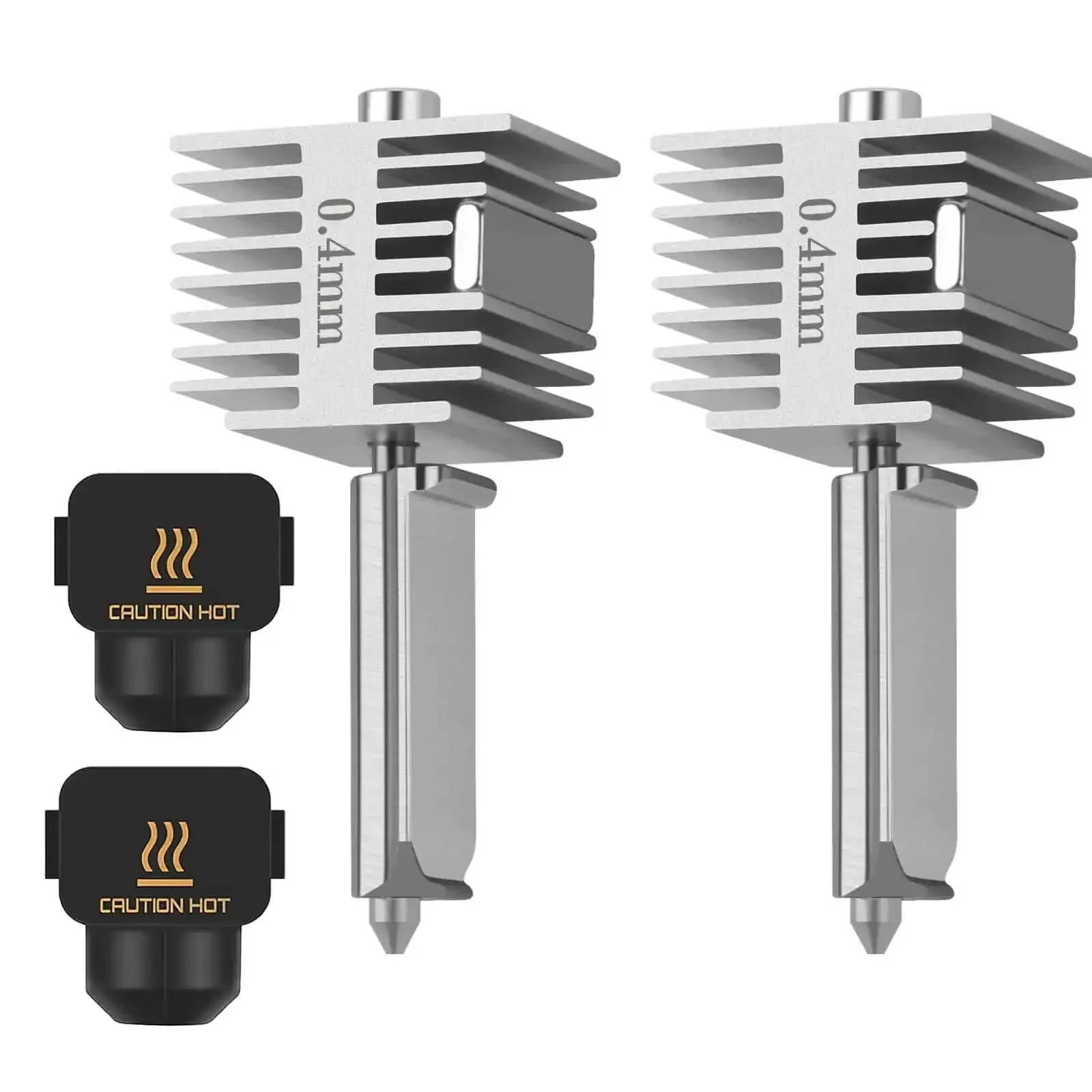 All Metal 0.4mm Stainless Steel Hotend Upgrade For A1 And A1 Mini 3D Printers Slick Heat Transfer High Temp Integrated Block With Silicone Cover Better Filament Control 2 Pack