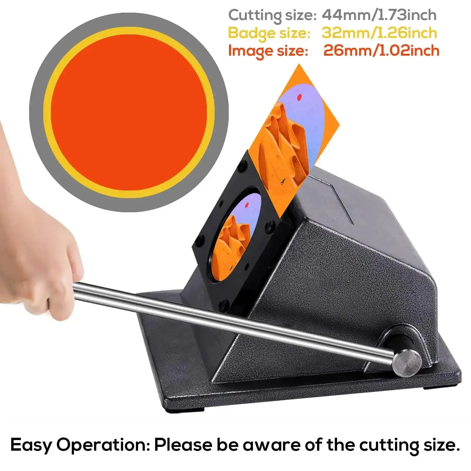 All Metal 44mm Circle Cutter And 32mm Button Punch Die Cutter For DIY Crafts, A Precise Graphic Punch To Make 1.26-Inch Buttons, Heavy Duty 18-Pound Base, Built For Scrapbooking, Posters, And Handmade Projects - Image 4