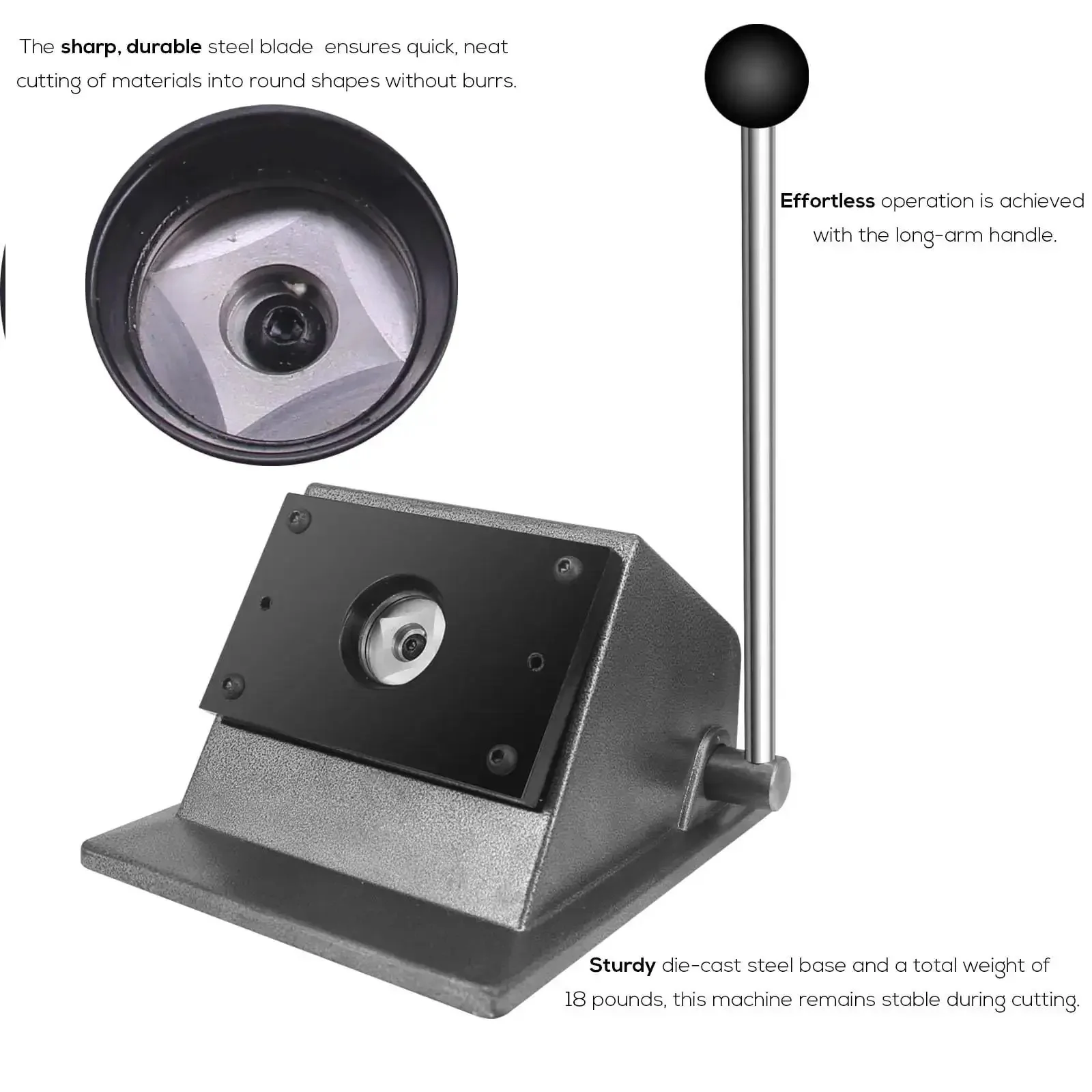 All Metal 44mm Circle Cutter And 32mm Button Punch Die Cutter For DIY Crafts, A Precise Graphic Punch To Make 1.26-Inch Buttons, Heavy Duty 18-Pound Base, Built For Scrapbooking, Posters, And Handmade Projects - Image 6