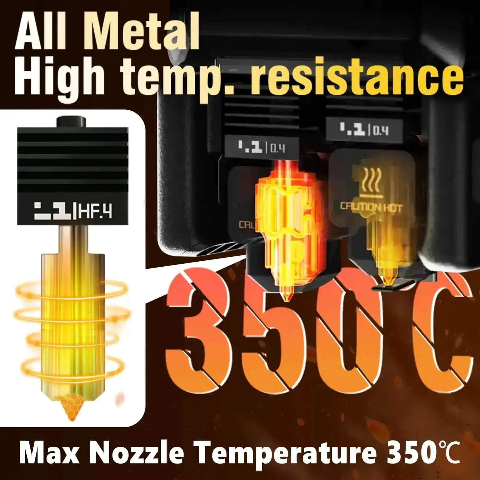 All Metal Hotends For H2D H2S H2C P2S With 0.4mm Hardened Steel Nozzle Direct Replacement Print Head For Fast, High Quality Prints, Anti Clog And High Temp Ready, 2Pcs Upgrade Kit For H2 And P2S 3D Printers - Image 7